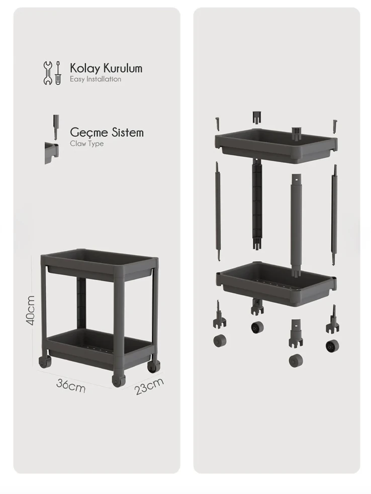 2 Katlı Tekerlekli Düzenleyici Raf | Mutfak & Evye Altı