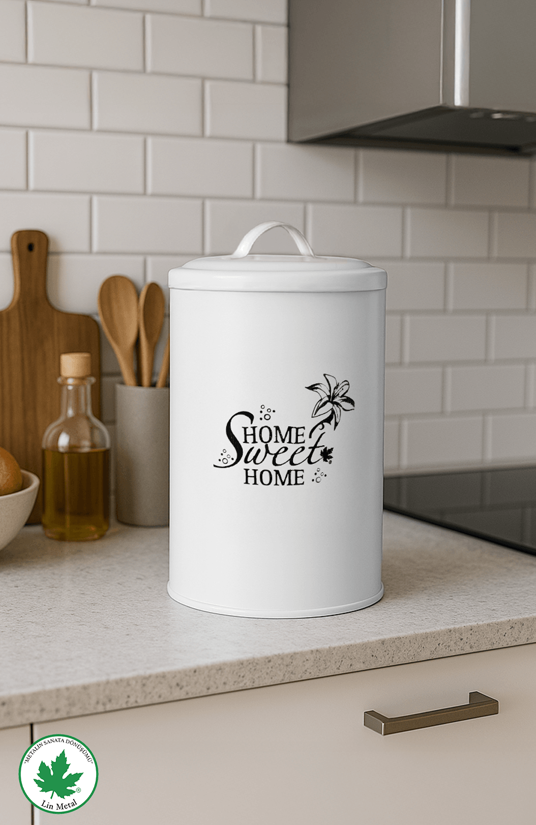 Home Sweet Home Metal Saklama Kabı – Yuvarlak (Tek)