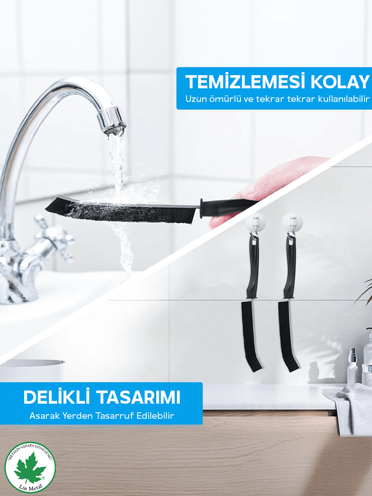 Çok Amaçlı Multi İnce Temizlik Fırçası Derz Arası Banyo Mutfak Lavabo Detay Temizleme Fırçası 2 ADET