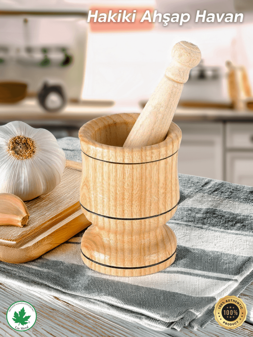 12 cm Ahşap Havan – Sarımsak Döveceği