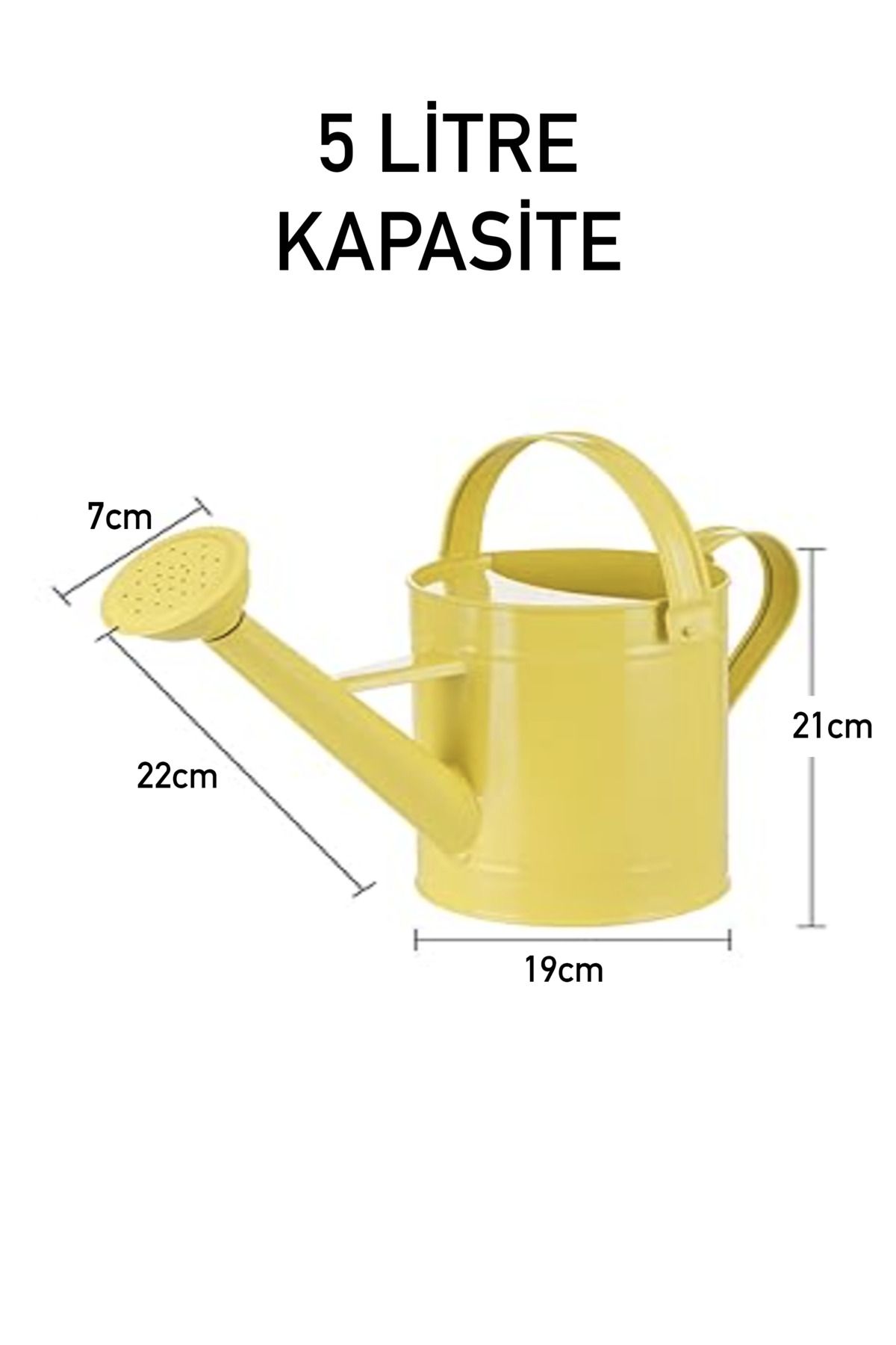 Fritilya 5 Litre Metal Sulama Kabı, Galvaniz Bitki Sulama Kabı Metal Orta Boy Sulak Sarı