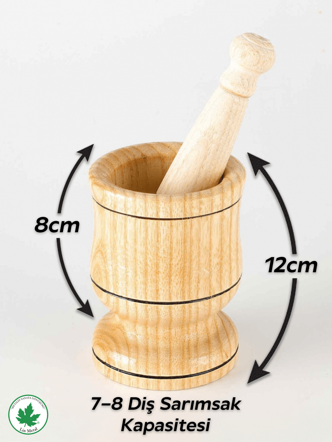 12 cm Ahşap Havan – Sarımsak Döveceği