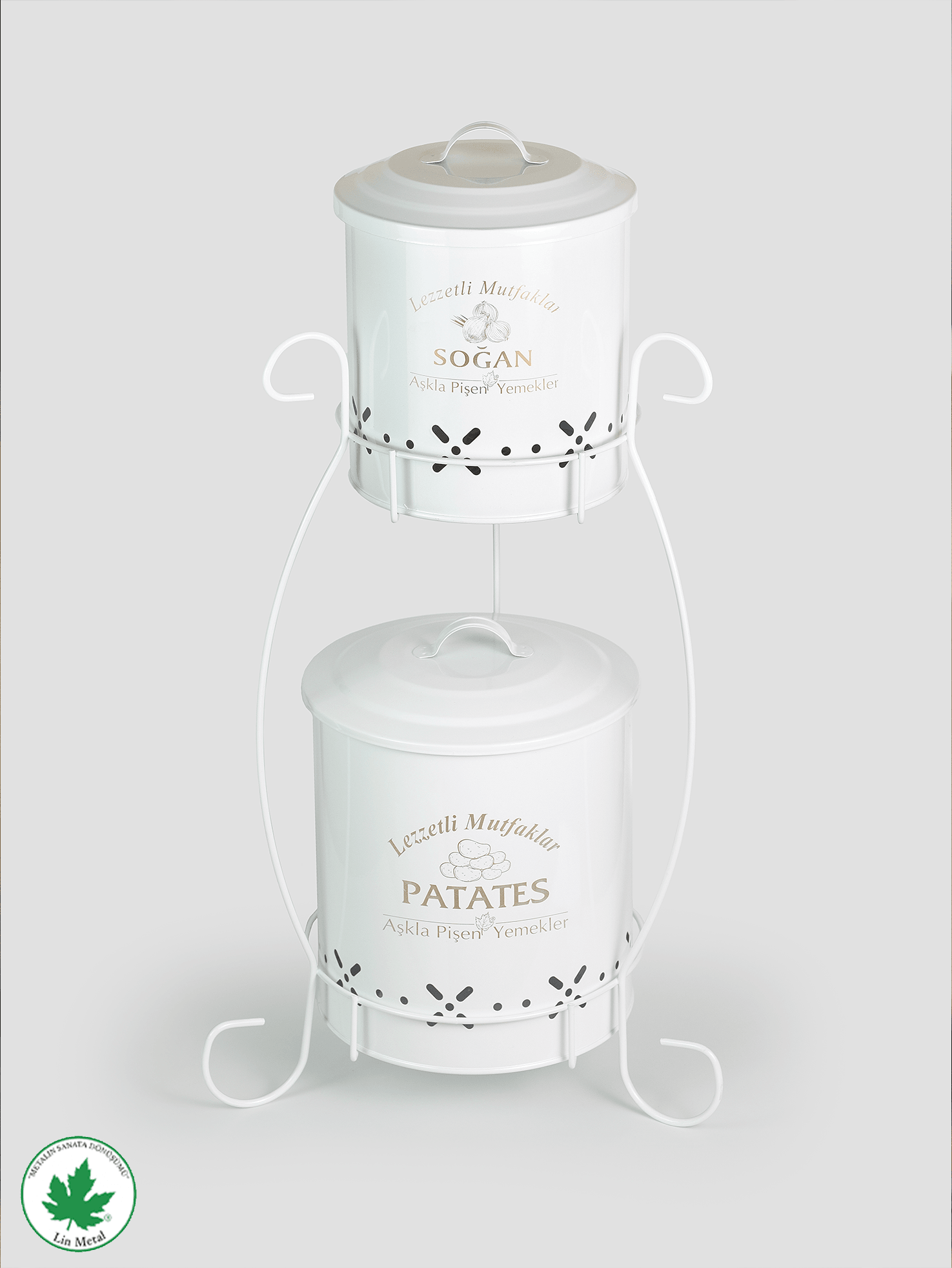 2 Katlı Küçük Metal Sebzelik – Patates & Soğan Kovası