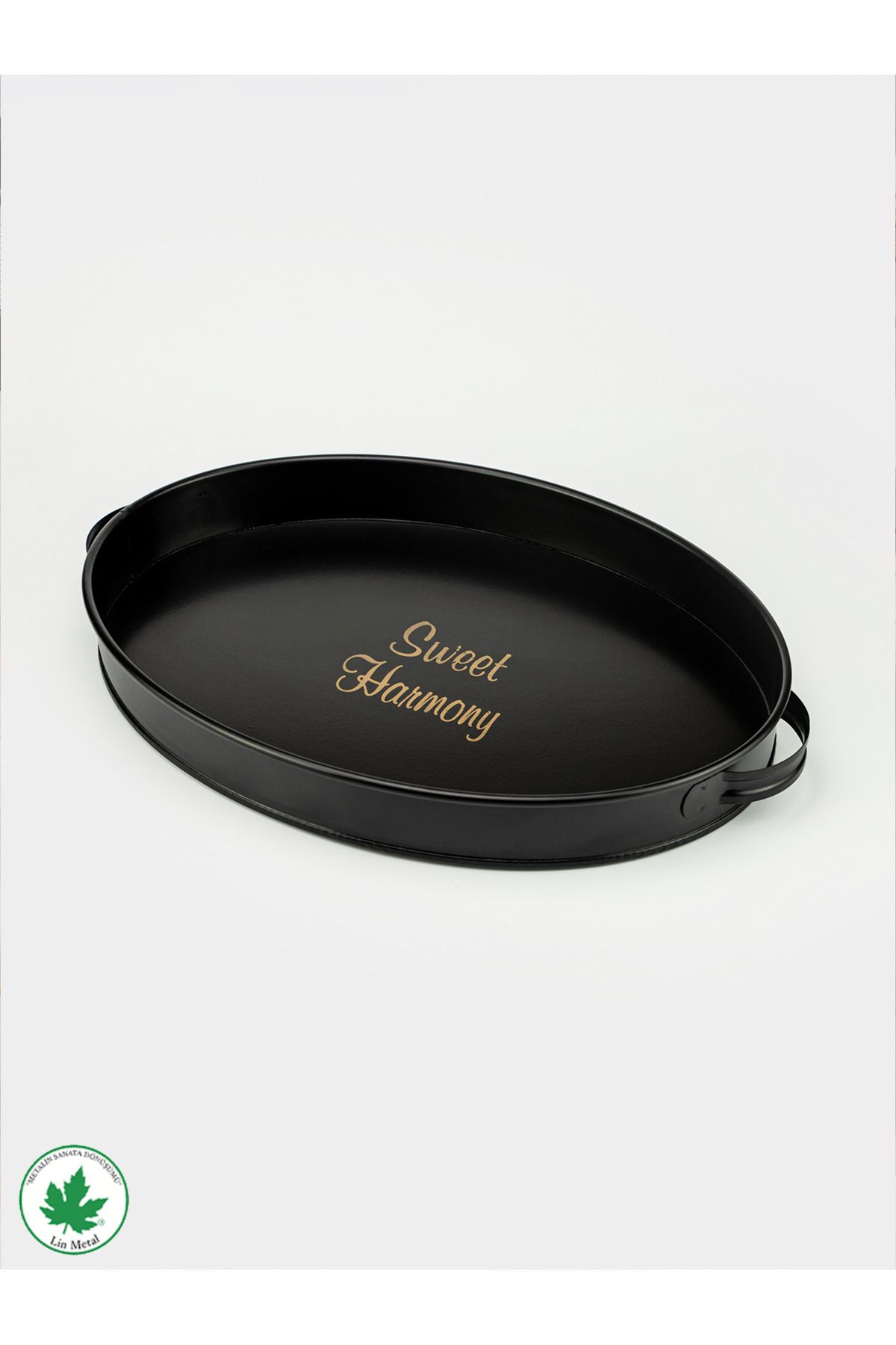 Lemna 37 cm Oval Metal Tepsi (Harmony Baskılı)