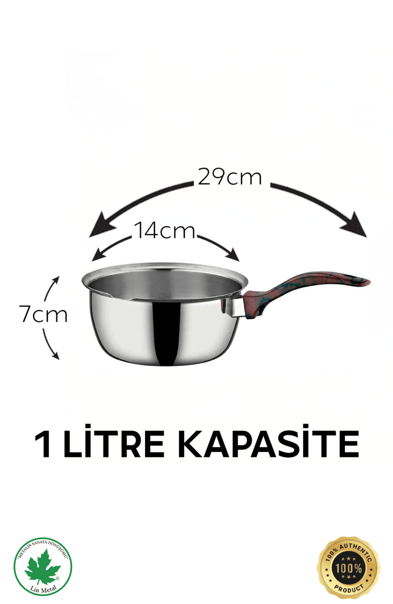14 cm 1 Litre Paslanmaz Çelik Sütlük & Sosluk | Kırmızı Plastik Kulplu, BPA Free, 0.5 mm Kalınlık