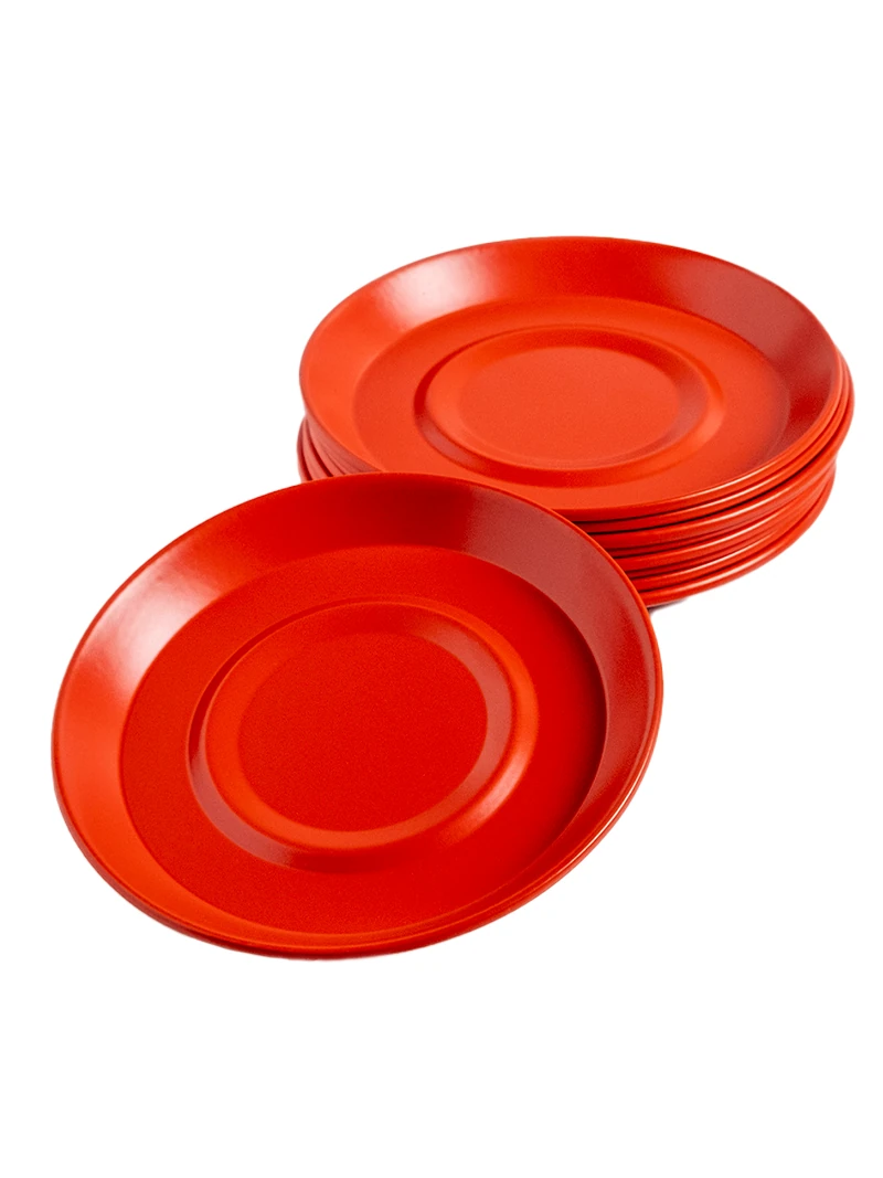 12'li Büyük Boy Metal Çay Tabağı, Kırılmaz, Paslanamz, Bükülmez Metal Çay Tabağı Seti