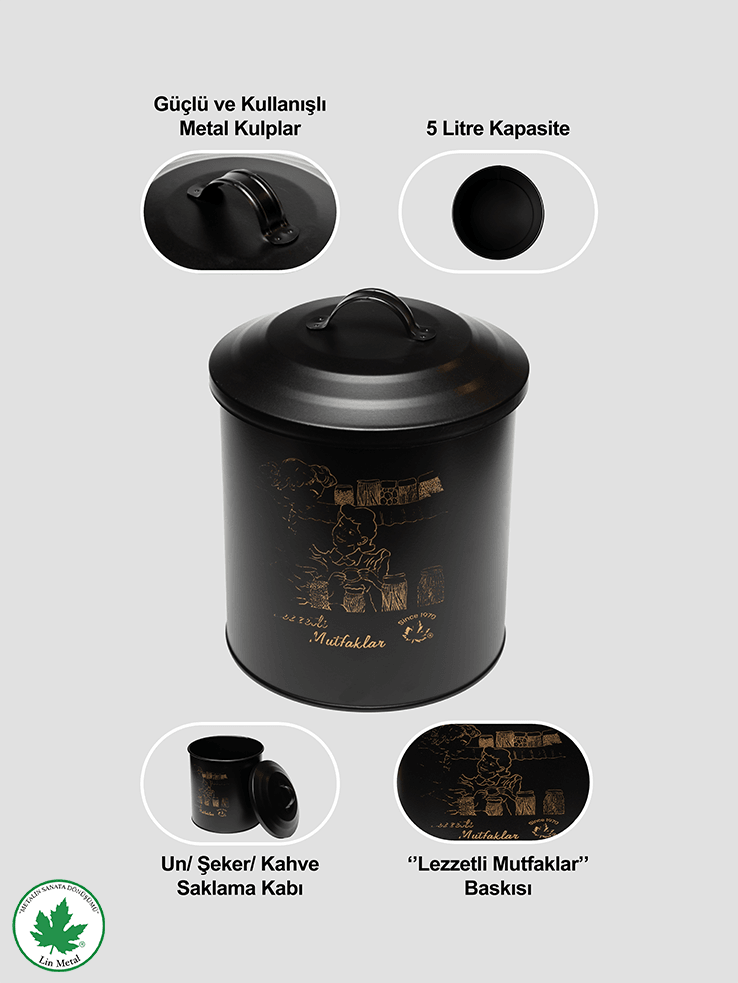 Metal Kapaklı Saklama Kabı Erzak Kabı Organizer Kutu (Anne Kız Lezzetli Mutfaklar Baskılı)