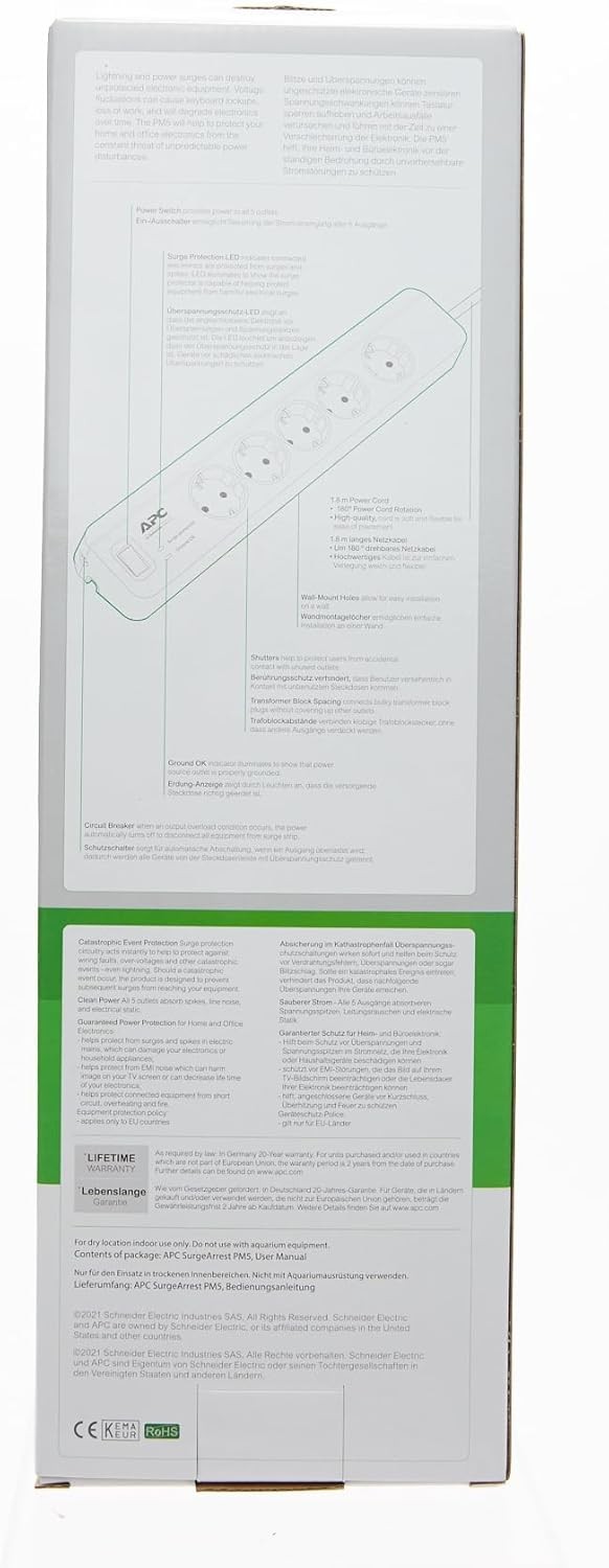 Schneider Electric APC 5'li Akım Korumalı Priz PM5-GR