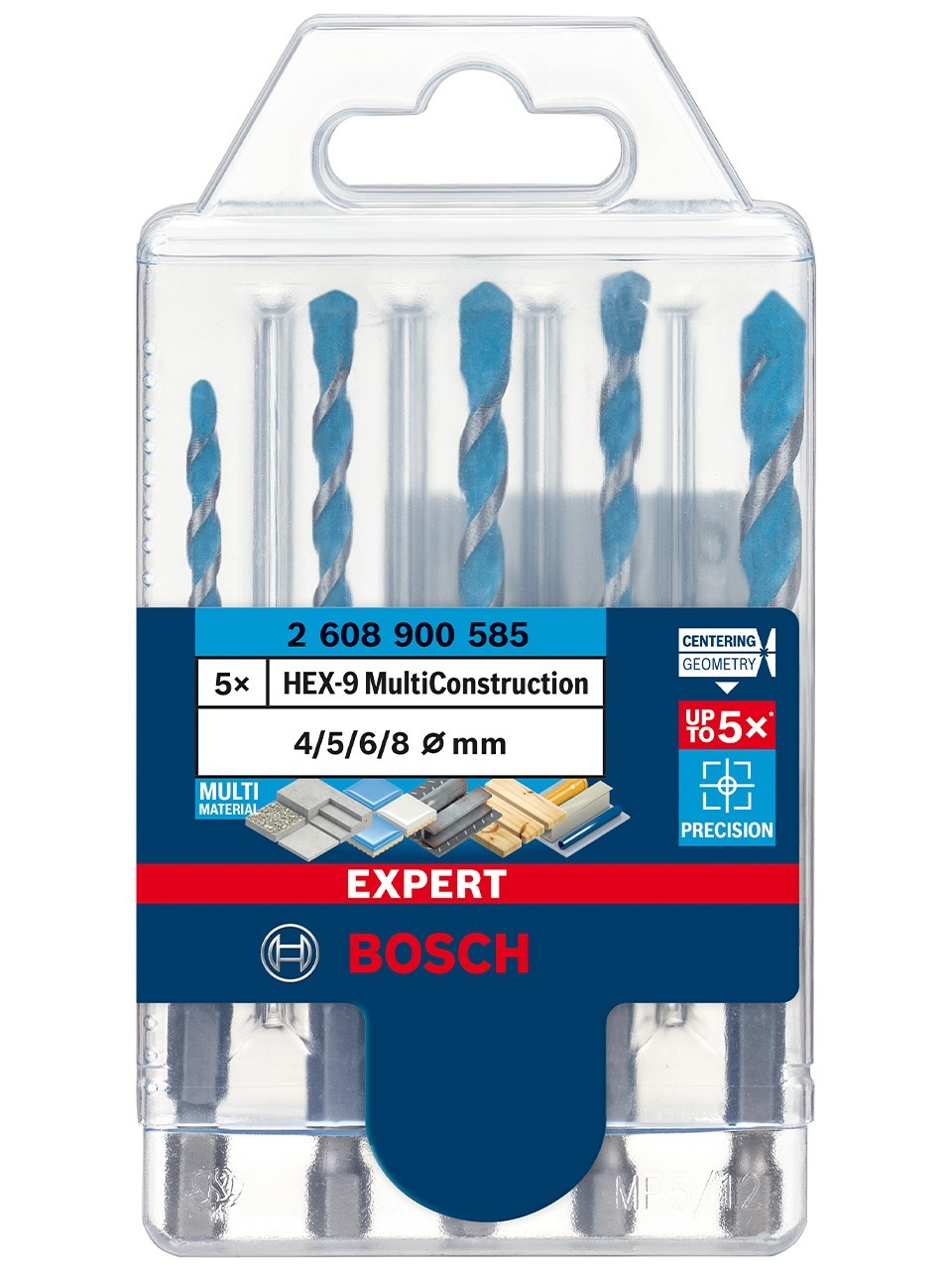 Bosch Expert Hex-9 Multiconstruction Delme Ucu Seti 4/5/6/6/8 mm 5 Parça