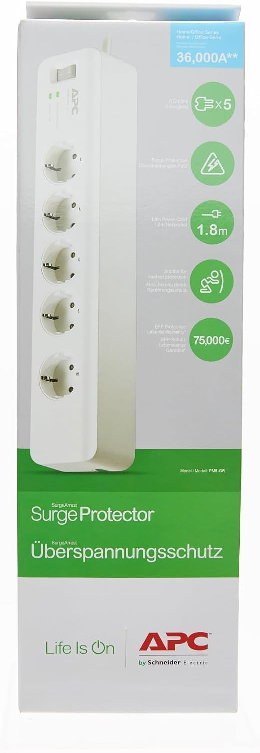 Schneider Electric APC 5'li Akım Korumalı Priz PM5-GR