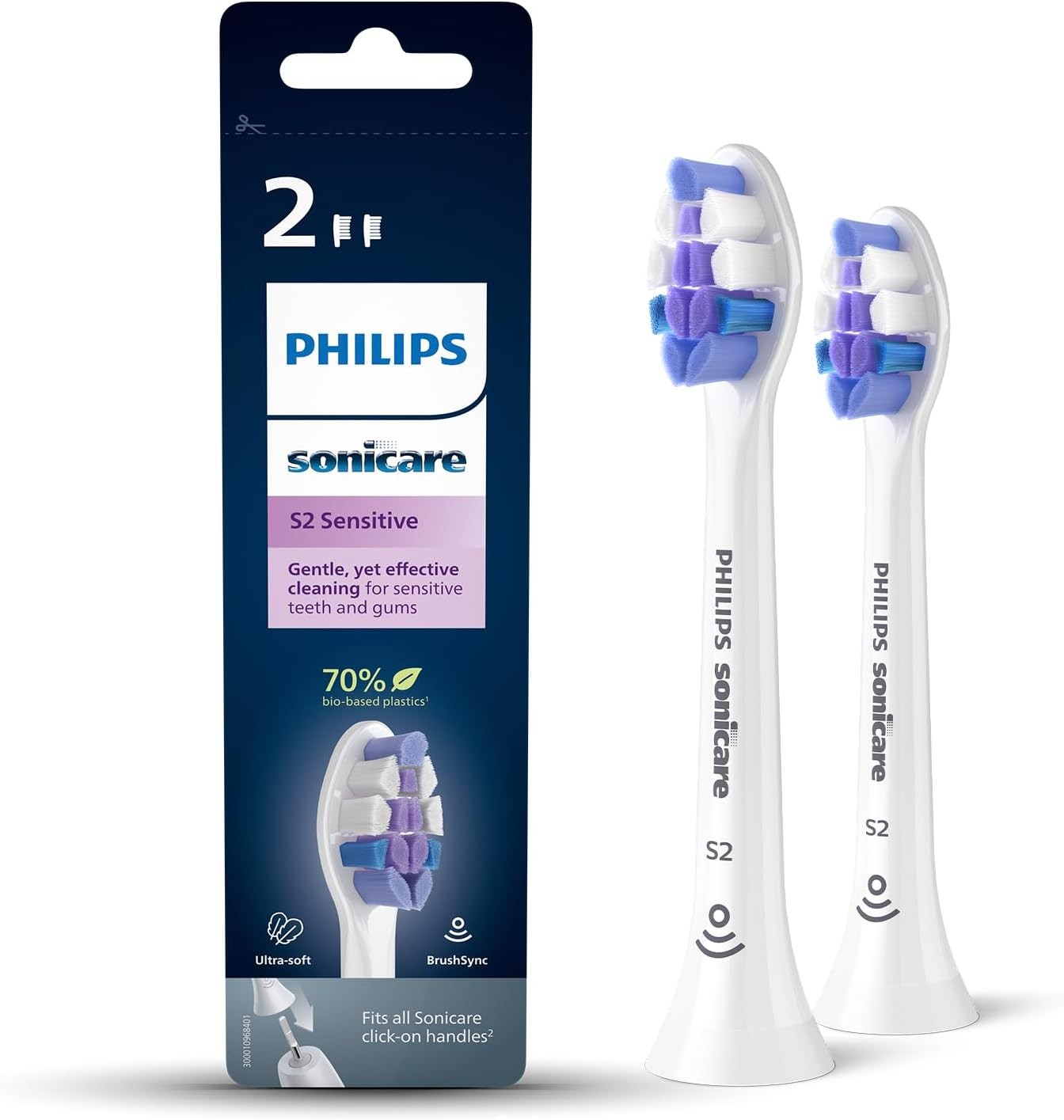 Philips Sonicare Şarjlı Diş Fırçası 2'li Hassas Yedek Başlık - Beyaz HX6052/10