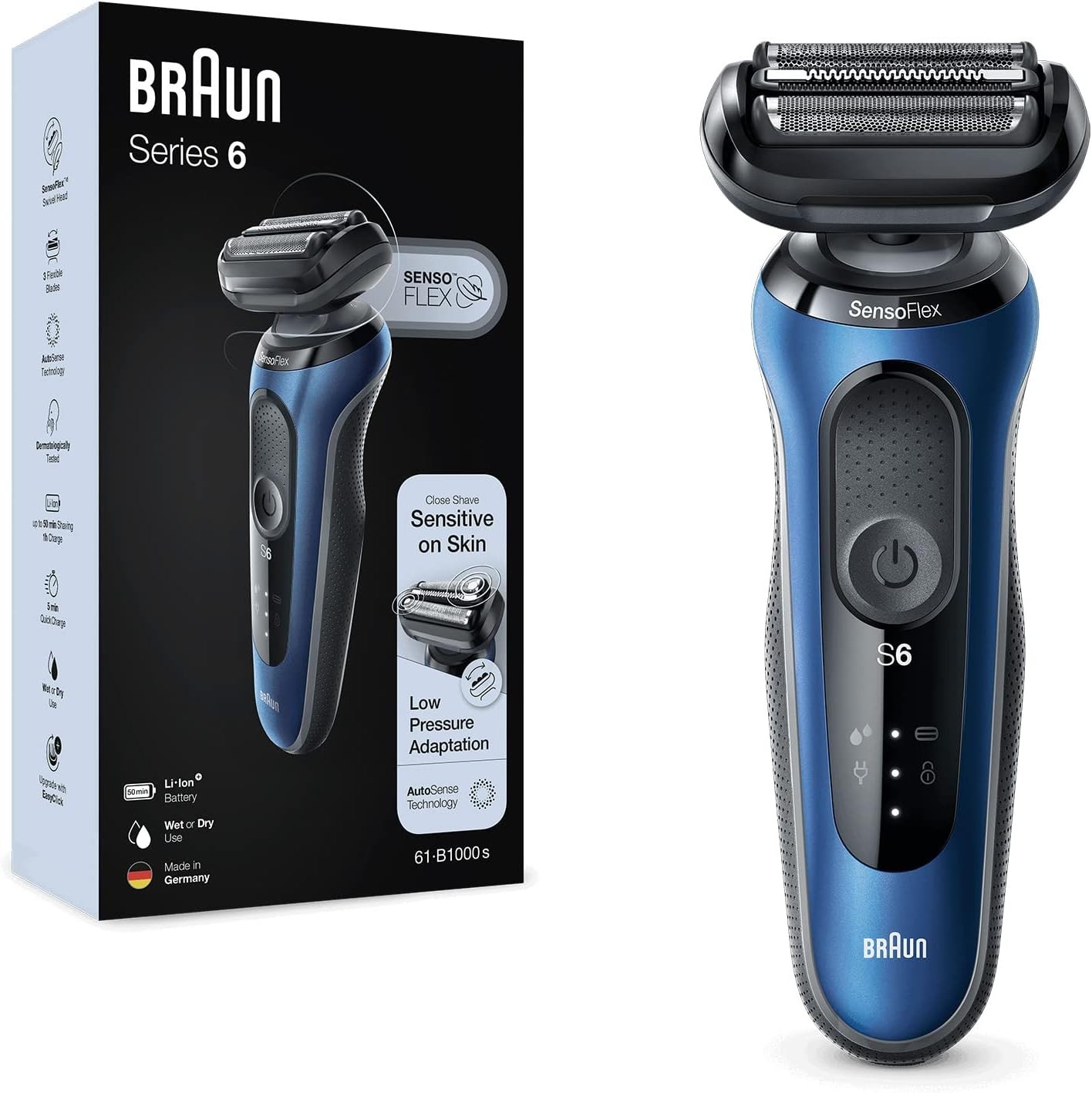 Braun Yeni Seri 6 B1000s Kablosuz Tıraş Makinesi, AutoSense, SensoFlex, EasyClick, Islak & Kuru