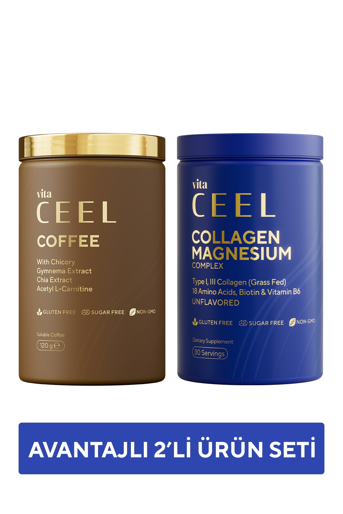 2'li Hindiba Detox Kahve ve Kolajen Tip I–III & Magnezyum Kompleksi