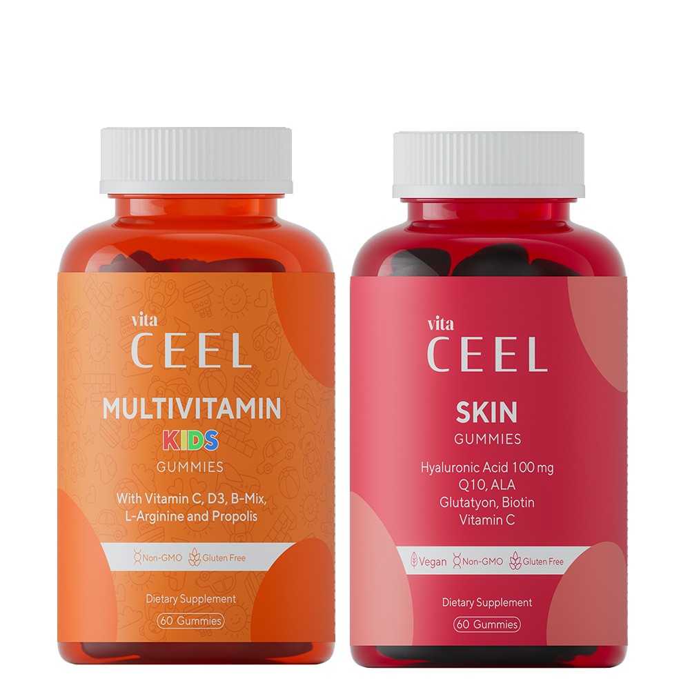 2'li Cilt ve Çocuk Gummy Çiğnenebilir Vegan Vitamini