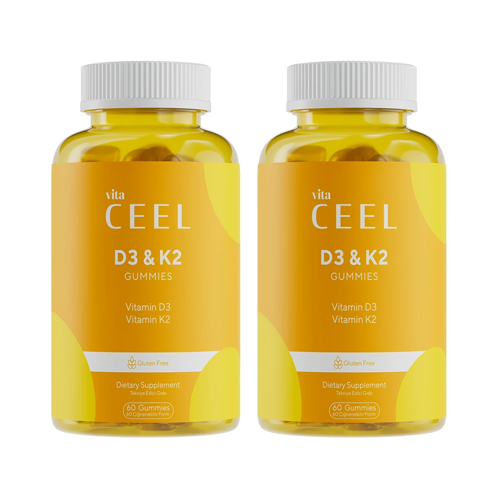 2’li D3 K2 Vitamin Gummy, Portakal Aromalı, 60 Çiğnenebilir Form