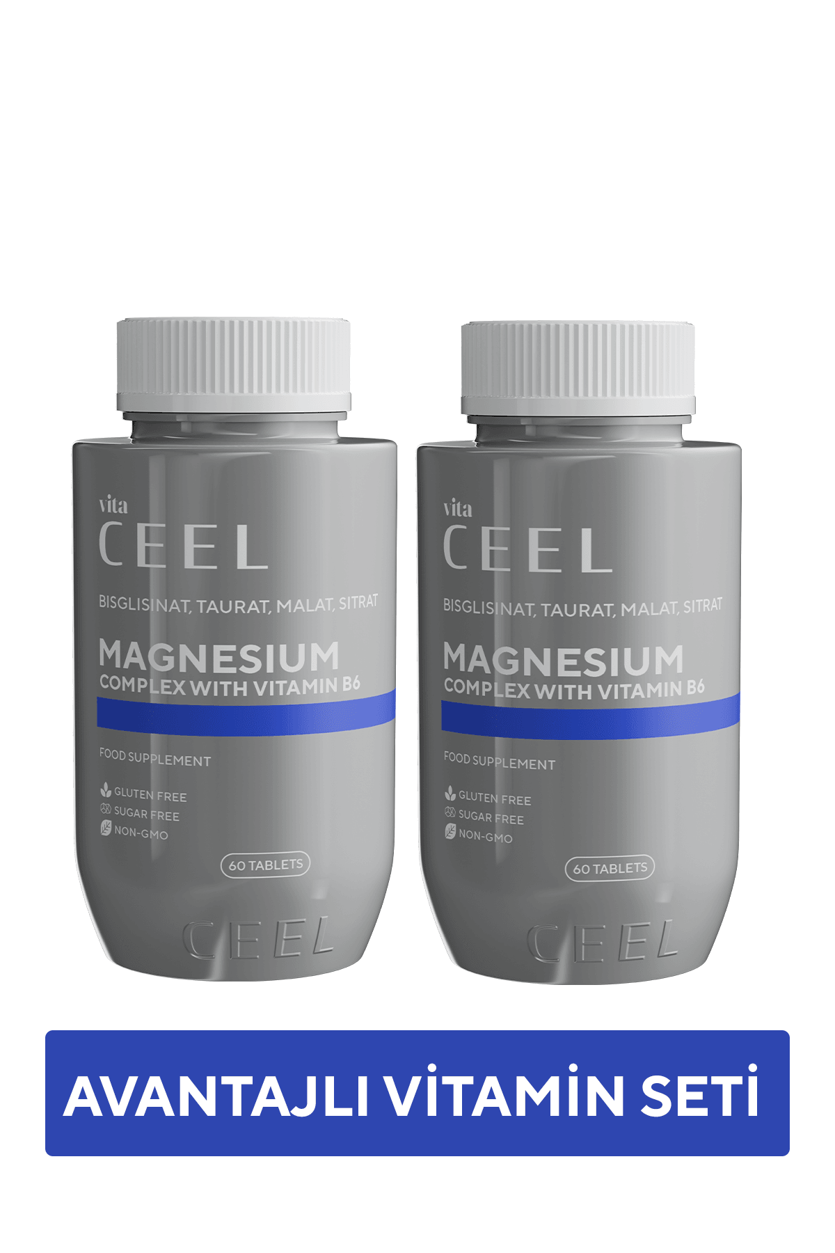 2'li Magnezyum Complex with B6 Sitrat, Bisglisinat, Malat, Taurat-60 Tablet
