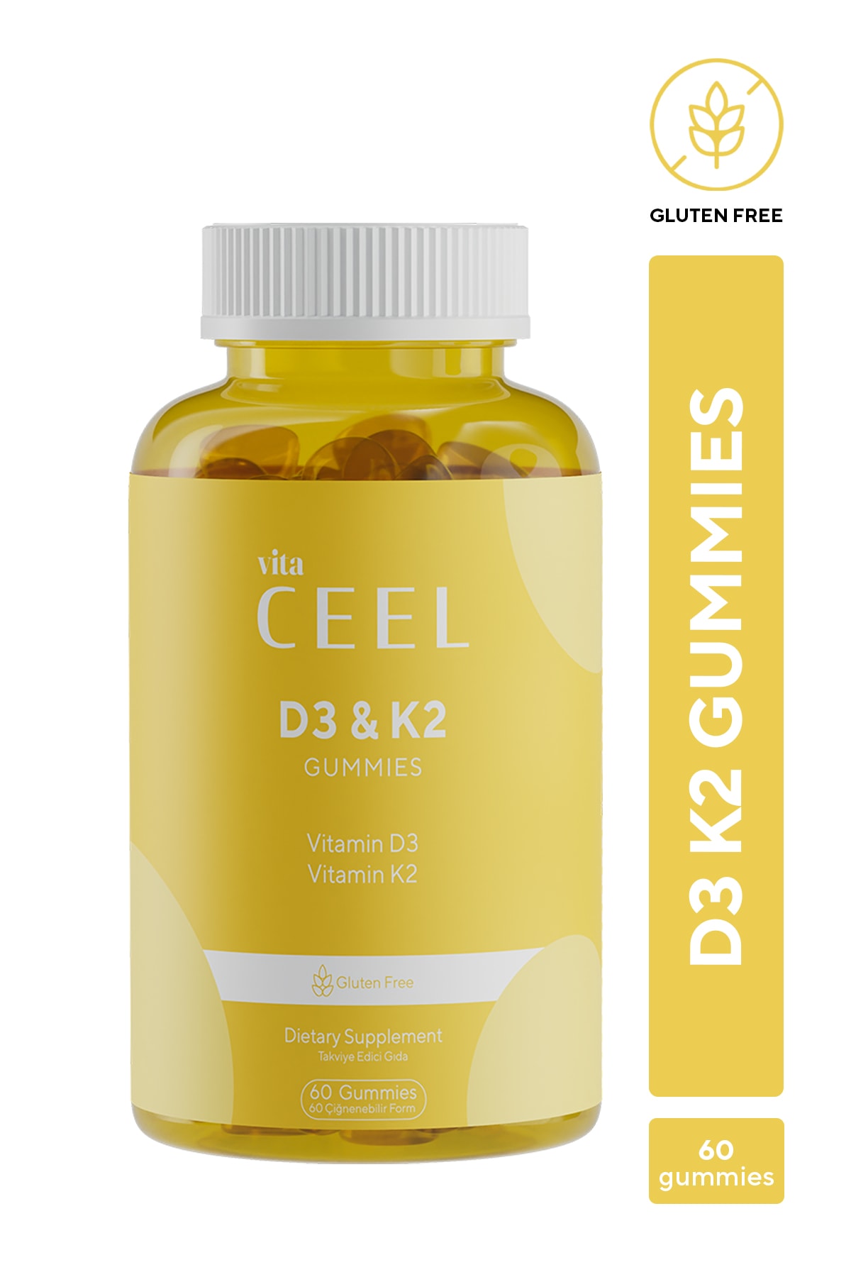 D3 K2 Vitamin Gummy, Portakal Aromalı, 60 Çiğnenebilir Form