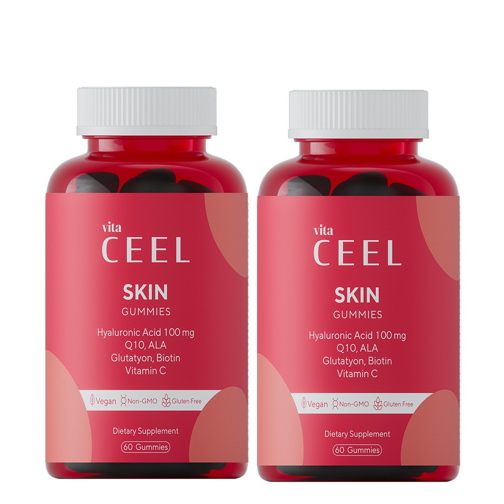 2'li Vegan Cilt Vitamini Çiğnenebilir Gummy, Hyaluronic Acid, Vitamin C, Glutatyon, Q10, Ala, Biotin