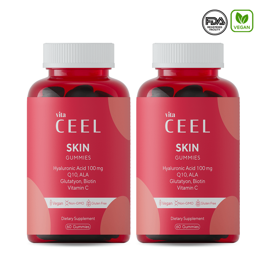 2'li Vegan Cilt Vitamini Çiğnenebilir Gummy, Hyaluronic Acid, Vitamin C, Glutatyon, Q10, Ala, Biotin