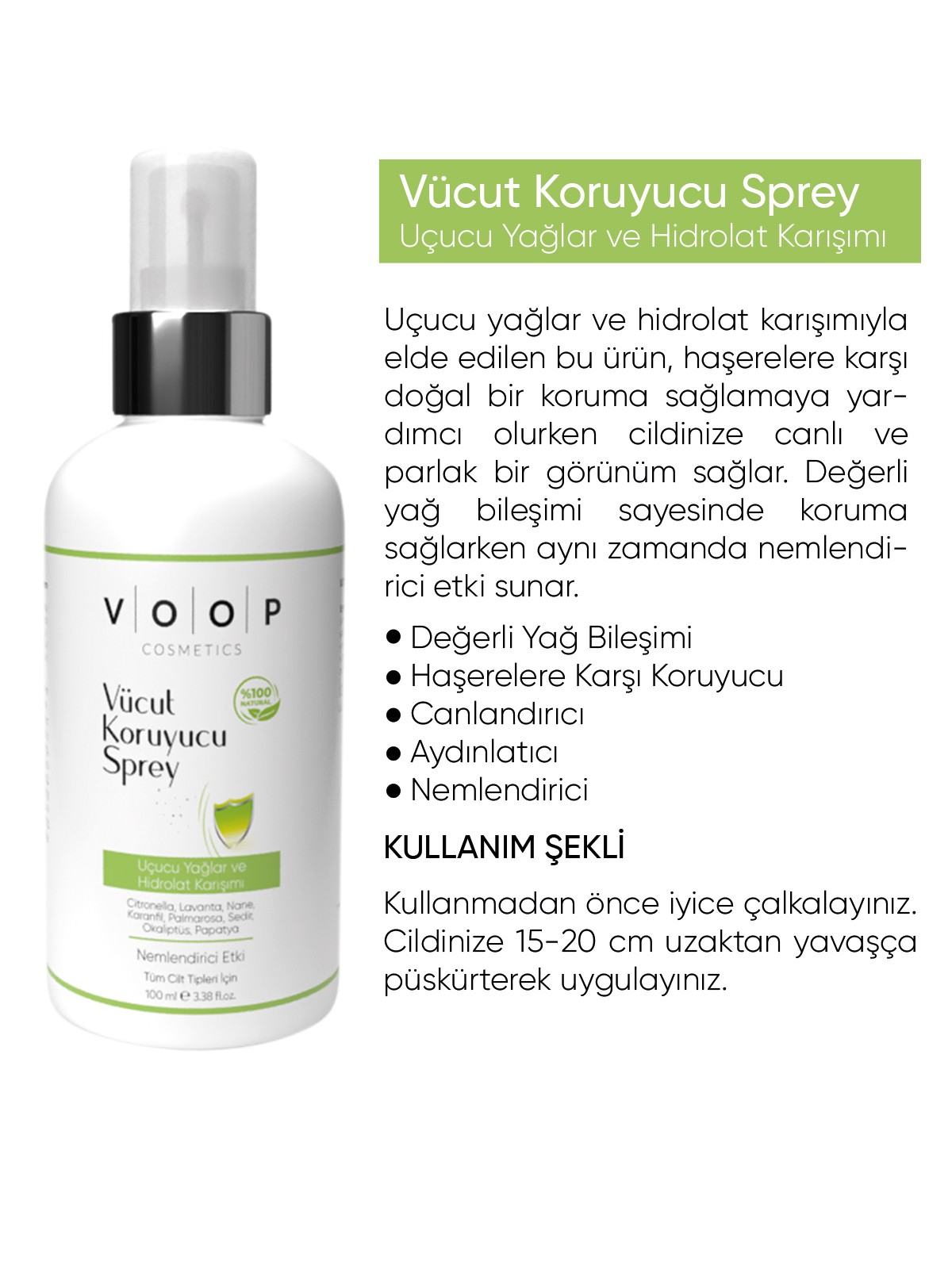 Doğal Vücut Koruyucu & Sinek Kovucu Sprey | Uçucu Yağlar Ve Hidrolat Karışımı - 100 ml