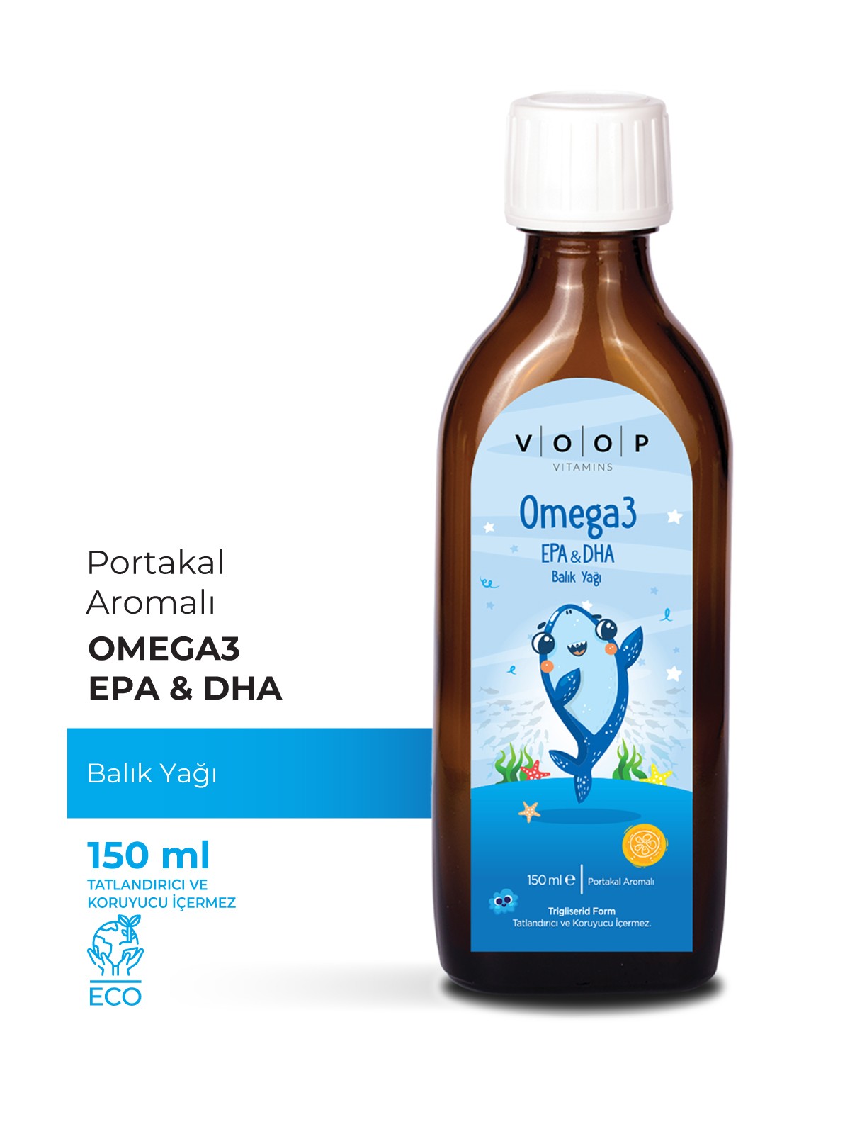 Omega 3 Balık Yağı Portakal Aromalı Şurup | Çocuklar İçin Balık Yağı Desteği  - 150 ml