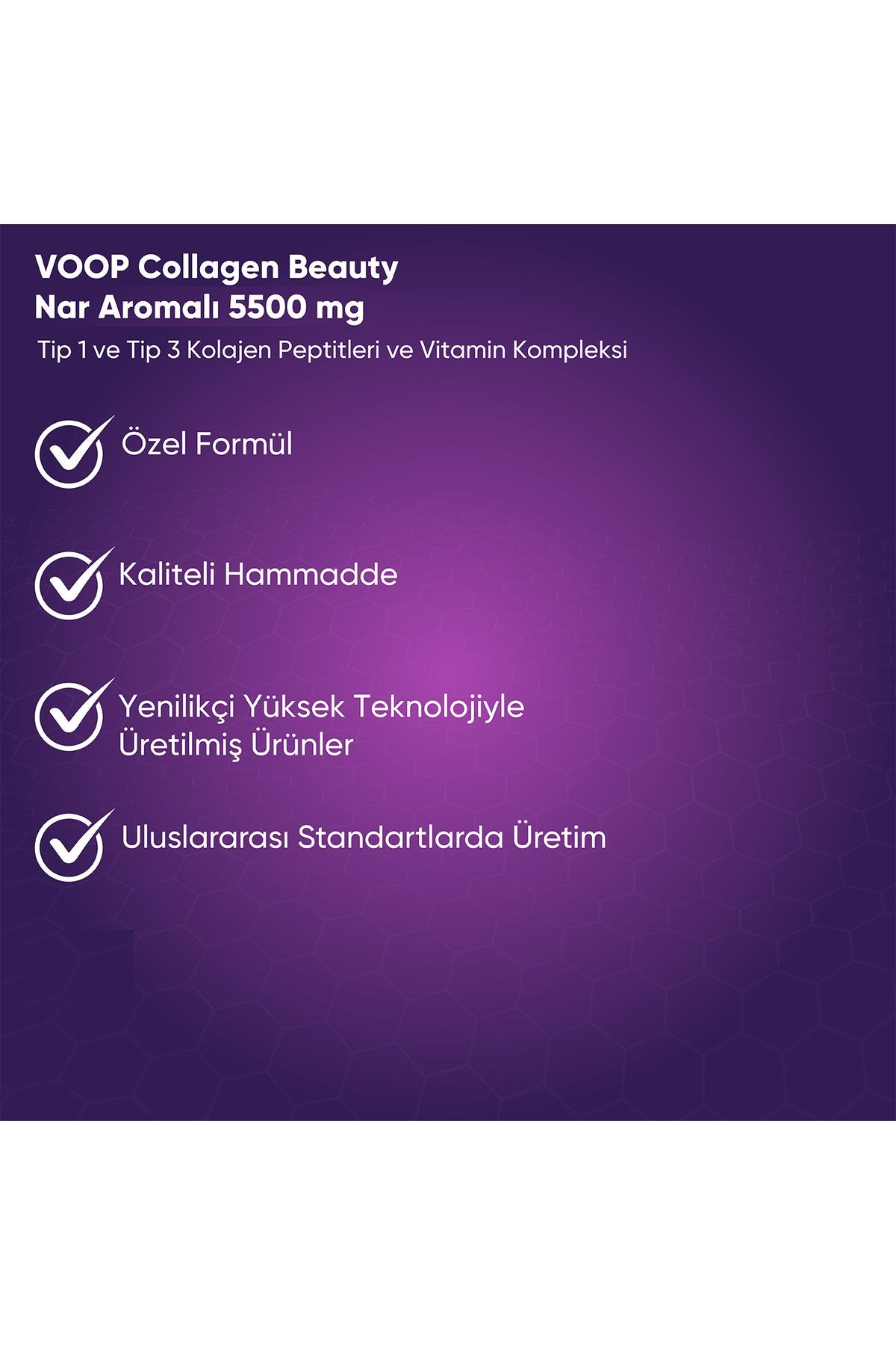 Collagen Beauty Yüksek Biyoaktif Hidrolize Tip 1&3 Kolajen | %100 Saf ve Doğal Nar Aromalı Shot - 1 Tüp