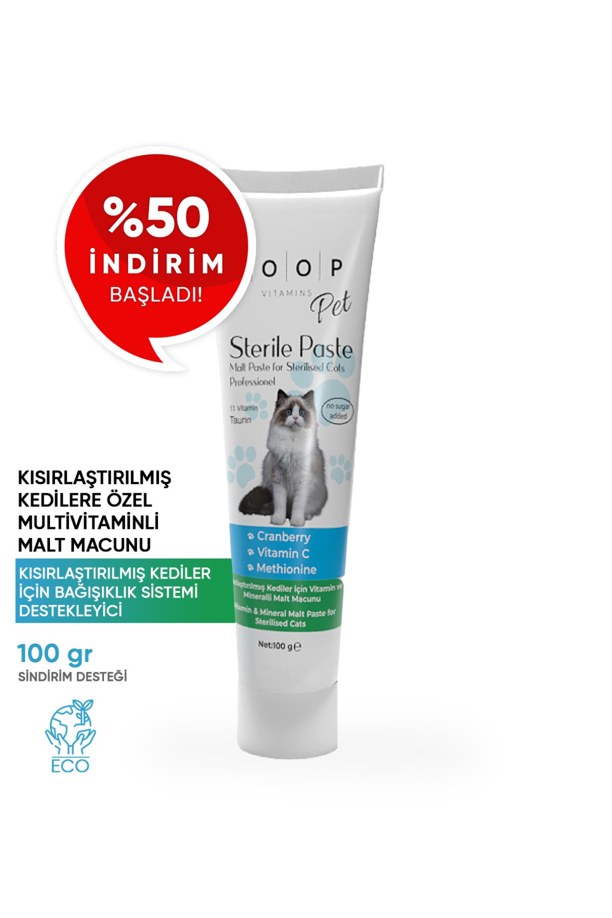 Pet Sterile Paste Kısırlaştırılmış Kedilere Vitamin & Mineral Macun 100 gr | 11 Vitamin Taurin