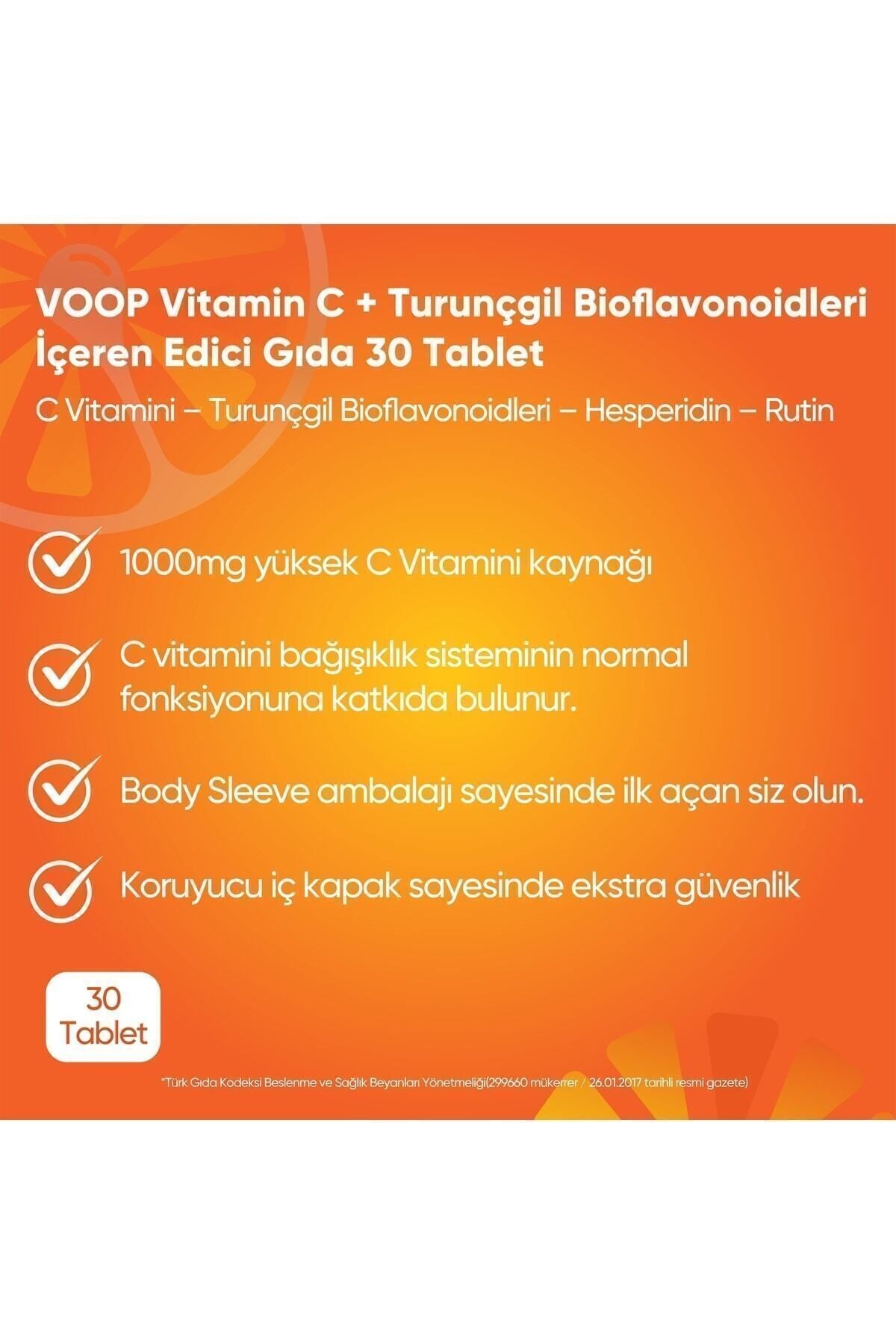 C Vitamini 1000 Mg | Bağışıklık Sistemi Destekleyici  - 30 Tablet