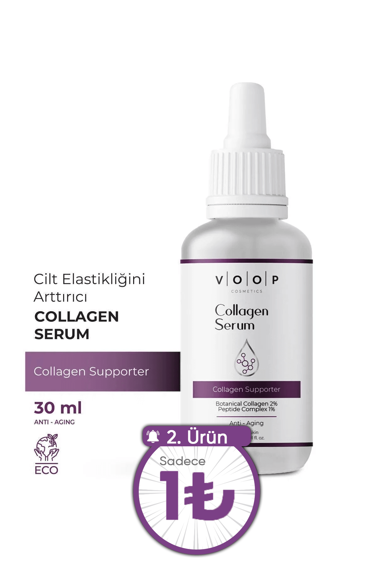 Yaşlanma Karşıtı & Cilt Elastiği Destekleyici Collagen Serum | Kolajen Desteği ile Canlı Cilt Görünümü - 30 ml