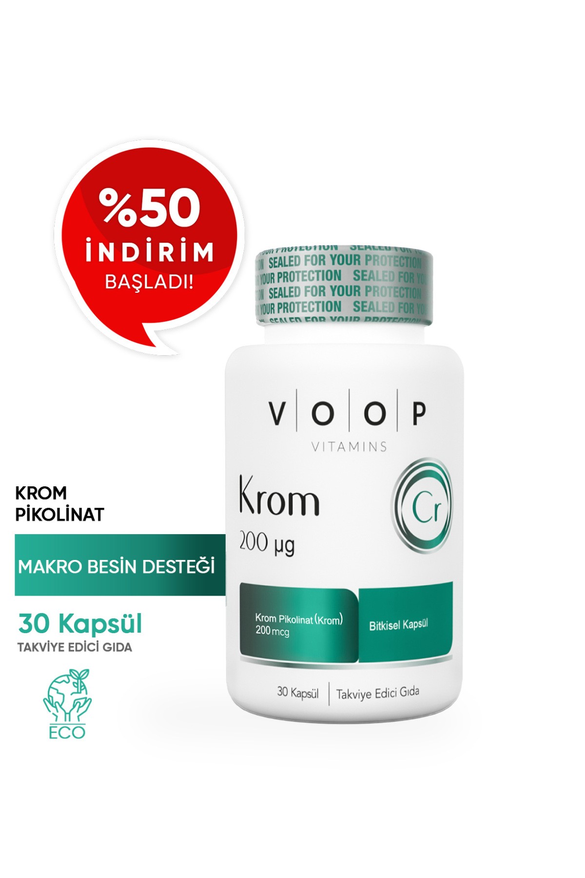 Krom Pikolinat 200 µg Vegan 30 Kapsül