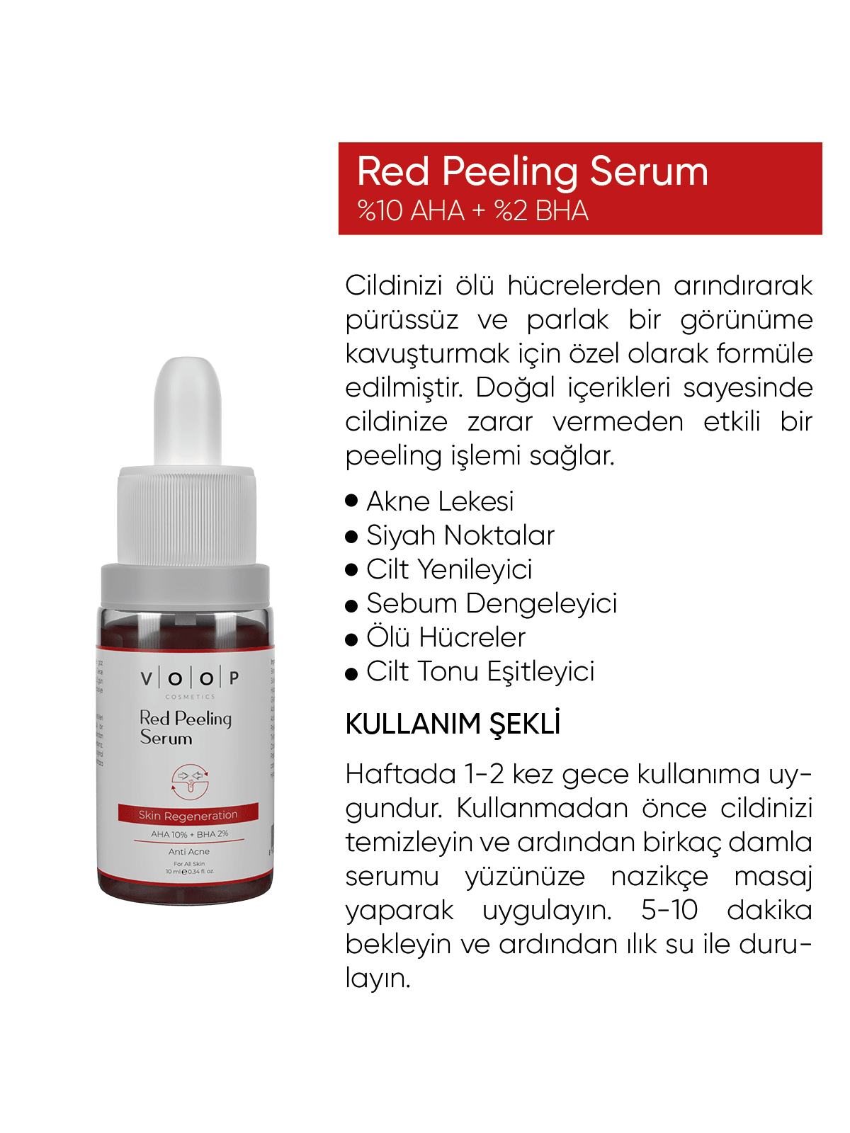 Cilt Yenileyici  Kırmızı Peeling Serum | Leke & Akne Karşıtı - 10 ml