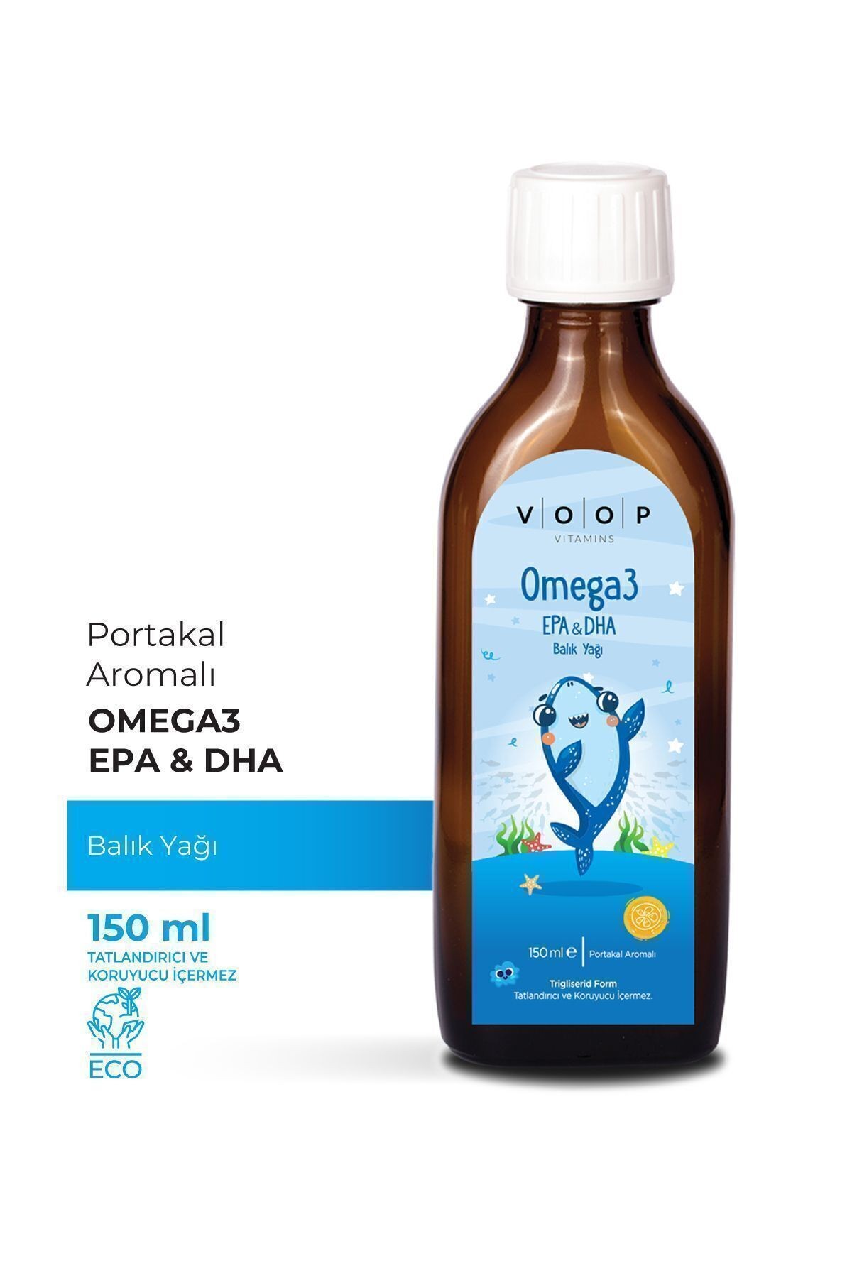 Omega 3 Balık Yağı Portakal Aromalı Şurup | Çocuklar İçin Balık Yağı Desteği  - 150 ml