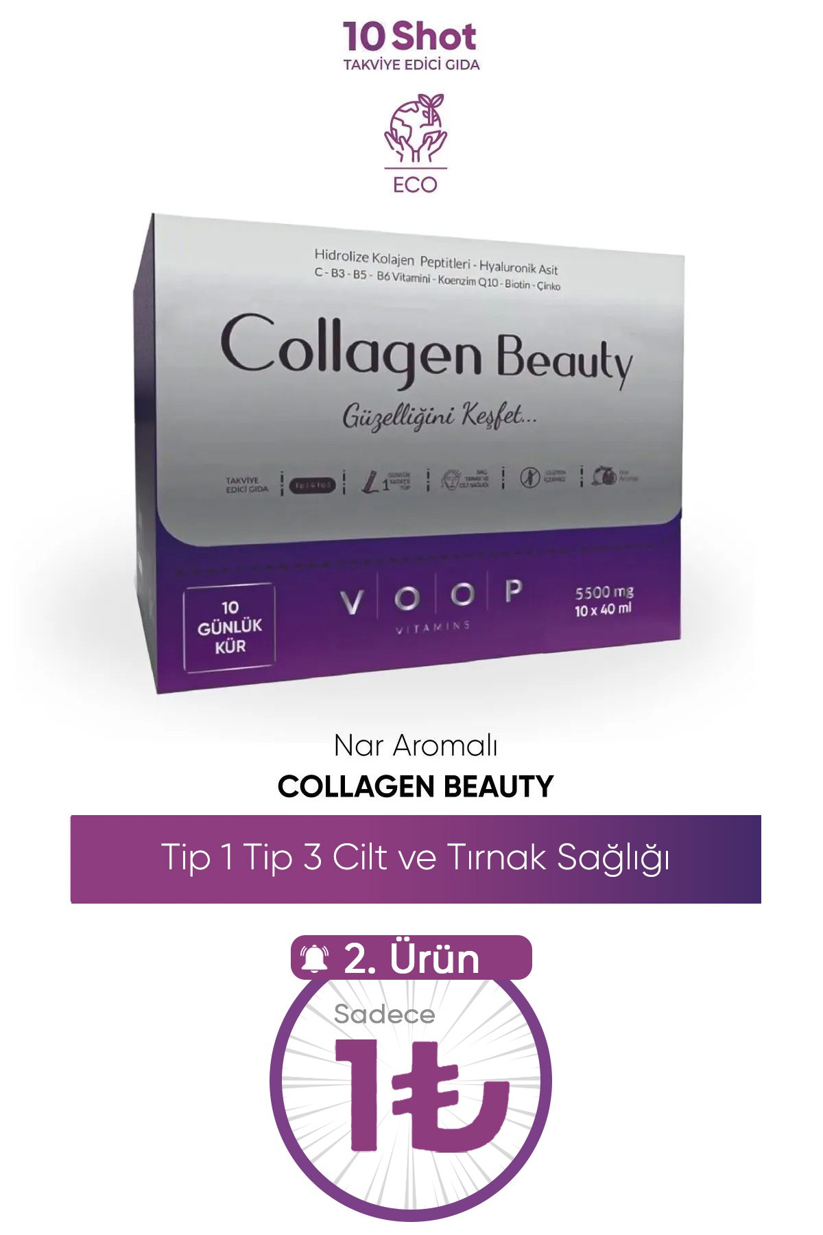 Collagen Beauty Yüksek Biyoaktif Hidrolize Kolajen %100 Saf Ve Doğal - 10 Tüp