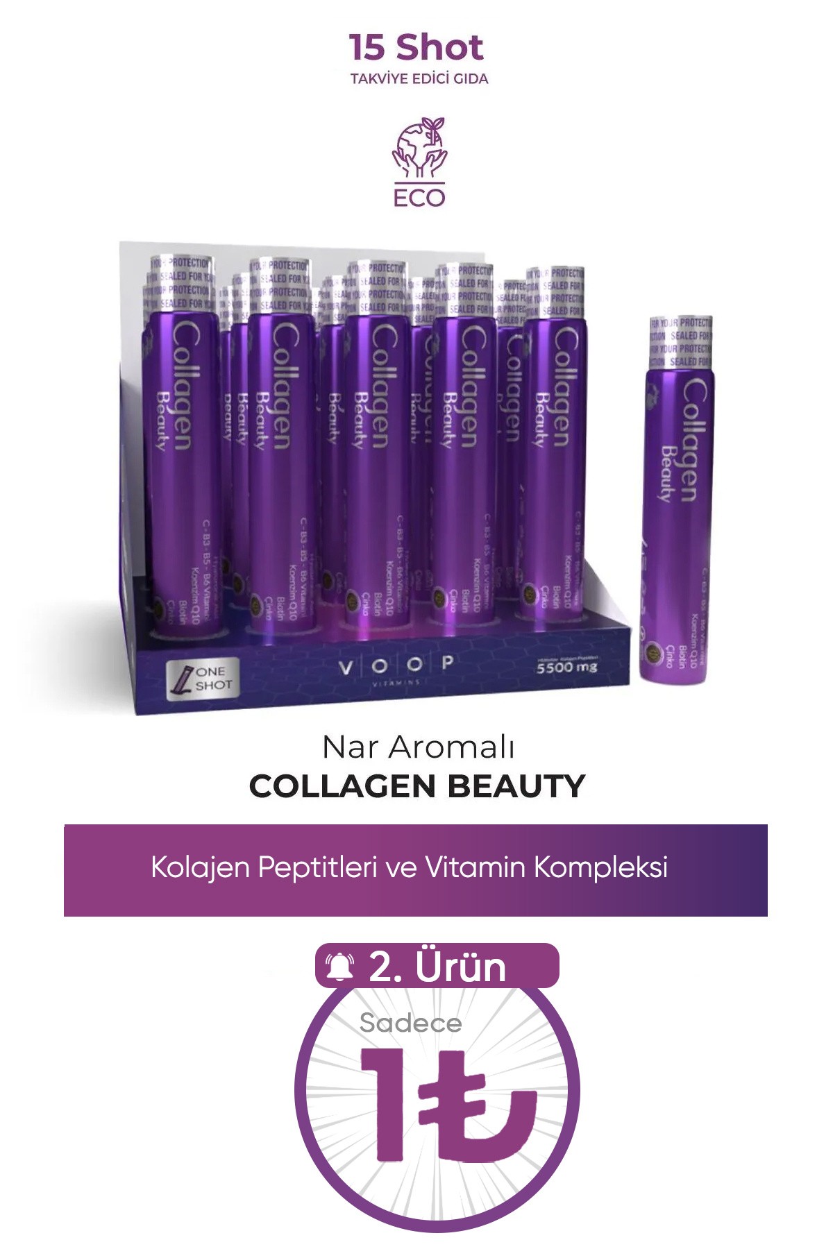 Collagen Beauty Yüksek Biyoaktif Hidrolize Kolajen %100 Saf Ve Doğal - 15 Tüp