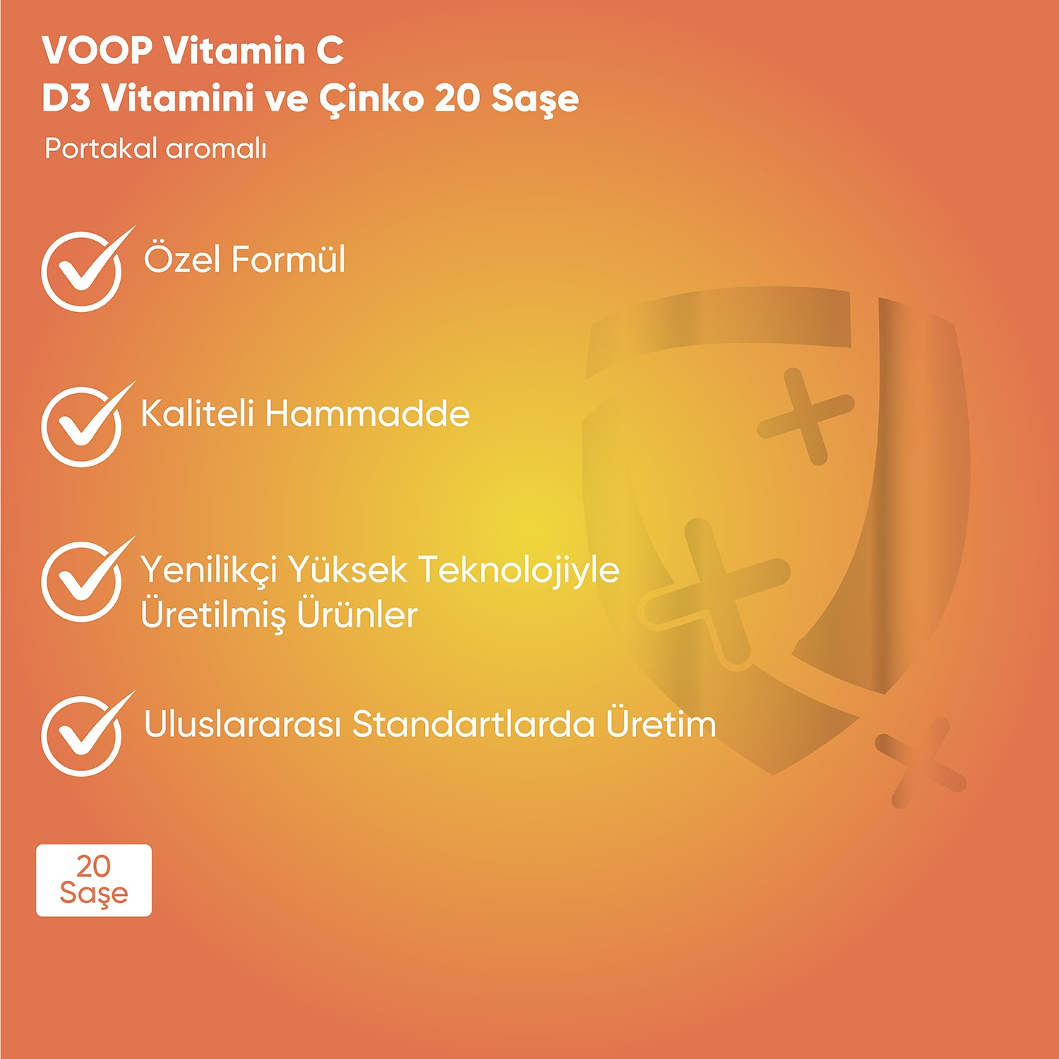 C Vitamini + Çinko & D3 Vitamini | Günlük Vitamin Takviyesi - 1 Toz Saşe