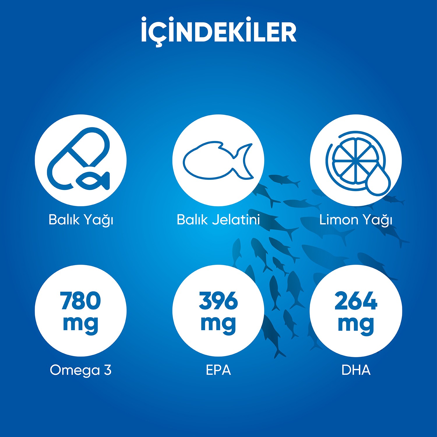 Omega 3 Balık Yağı Yüksek EPA & DHA | Beyin Desteği - 1200 mg 60 Kapsül