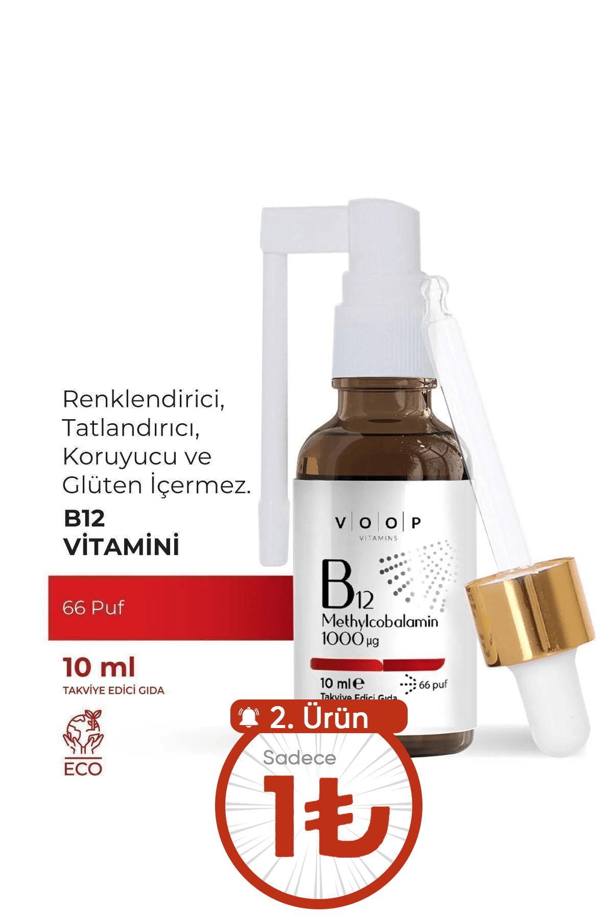 Vitamin B12 Methylcobalamin Sprey - Damla 1000 mg | Sinir Sistemi Destekleyici  - 10 ml