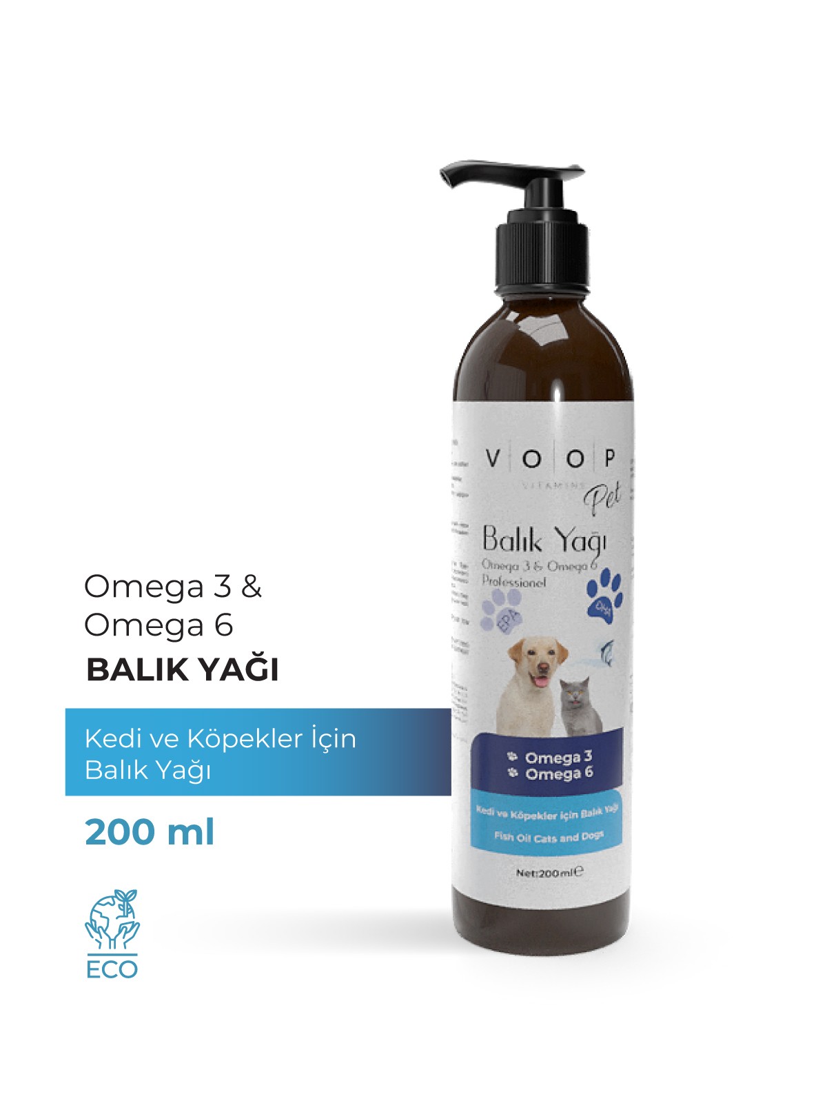 Pet Fish Oil - Kedi & Köpek Tüy Dökülme Karşıtı & Kalp Sağlığı Destekleyici Balık Yağı