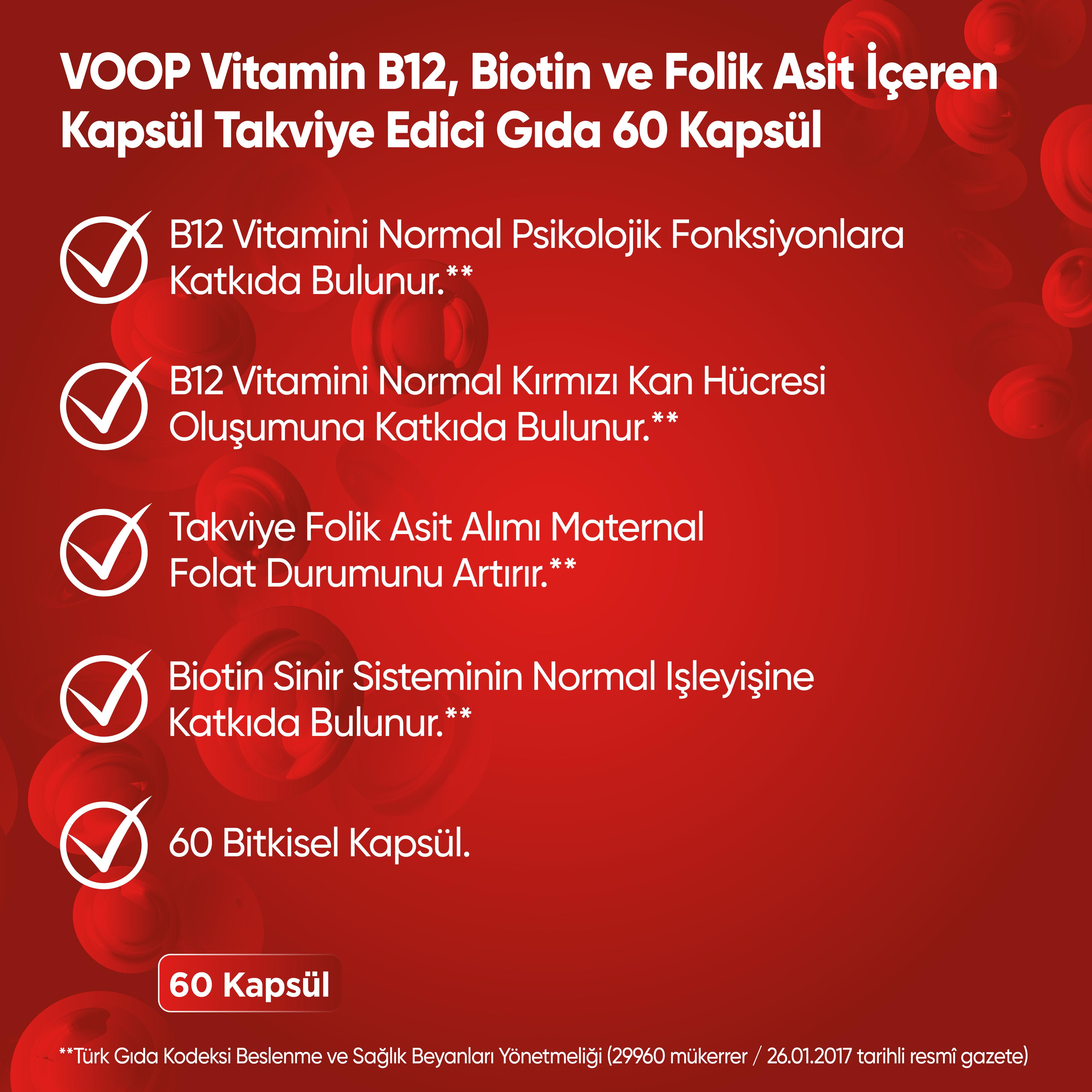 B12 Vitamini | Sinir Sistemi ve Kırmızı Kan Hücre Oluşumu Desteği | 60 Kapsül