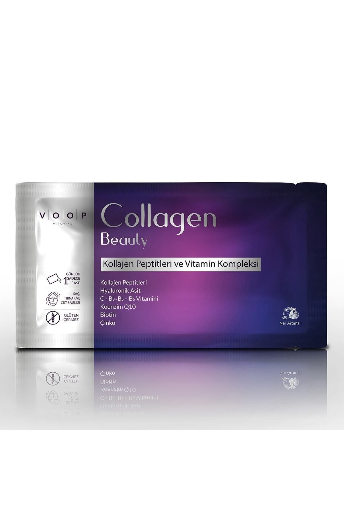 Collagen Beauty Yüksek Biyoaktif Hidrolize Tip 1&3 Kolajen | %100 Saf ve Doğal Nar Aromalı Toz Saşe - 10 Adet