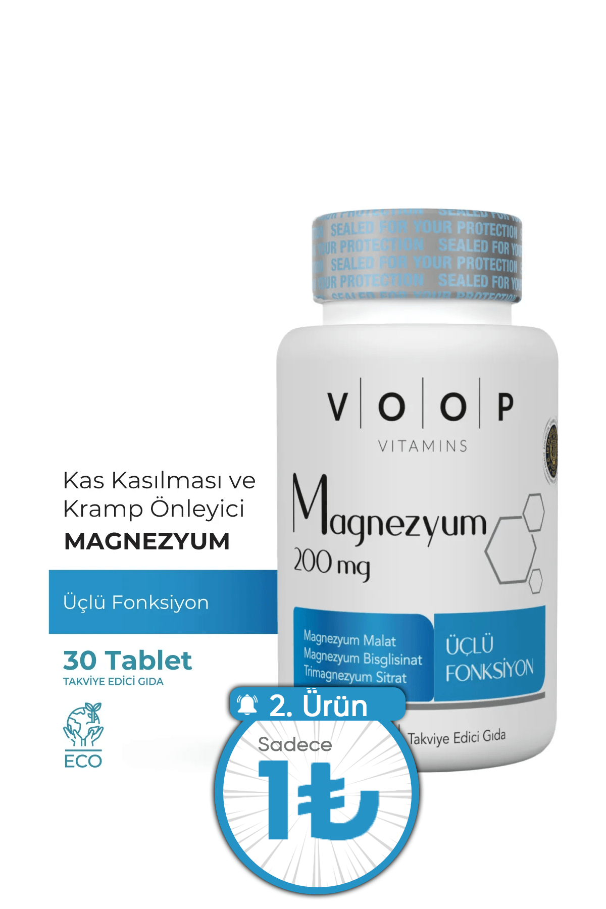 Magnezyum Kas Sağlığı Destekleyici 200 mg - 30 Tablet