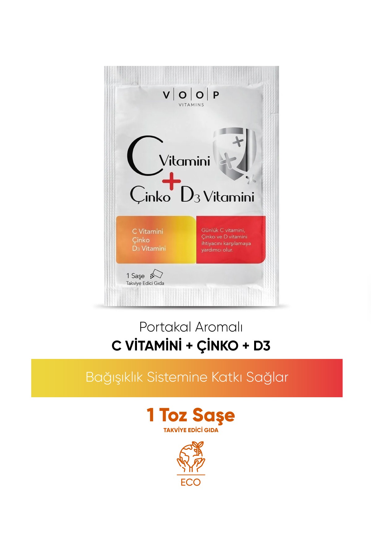 C Vitamini, D3 Vitamini ve Çinko 1 Toz Saşe