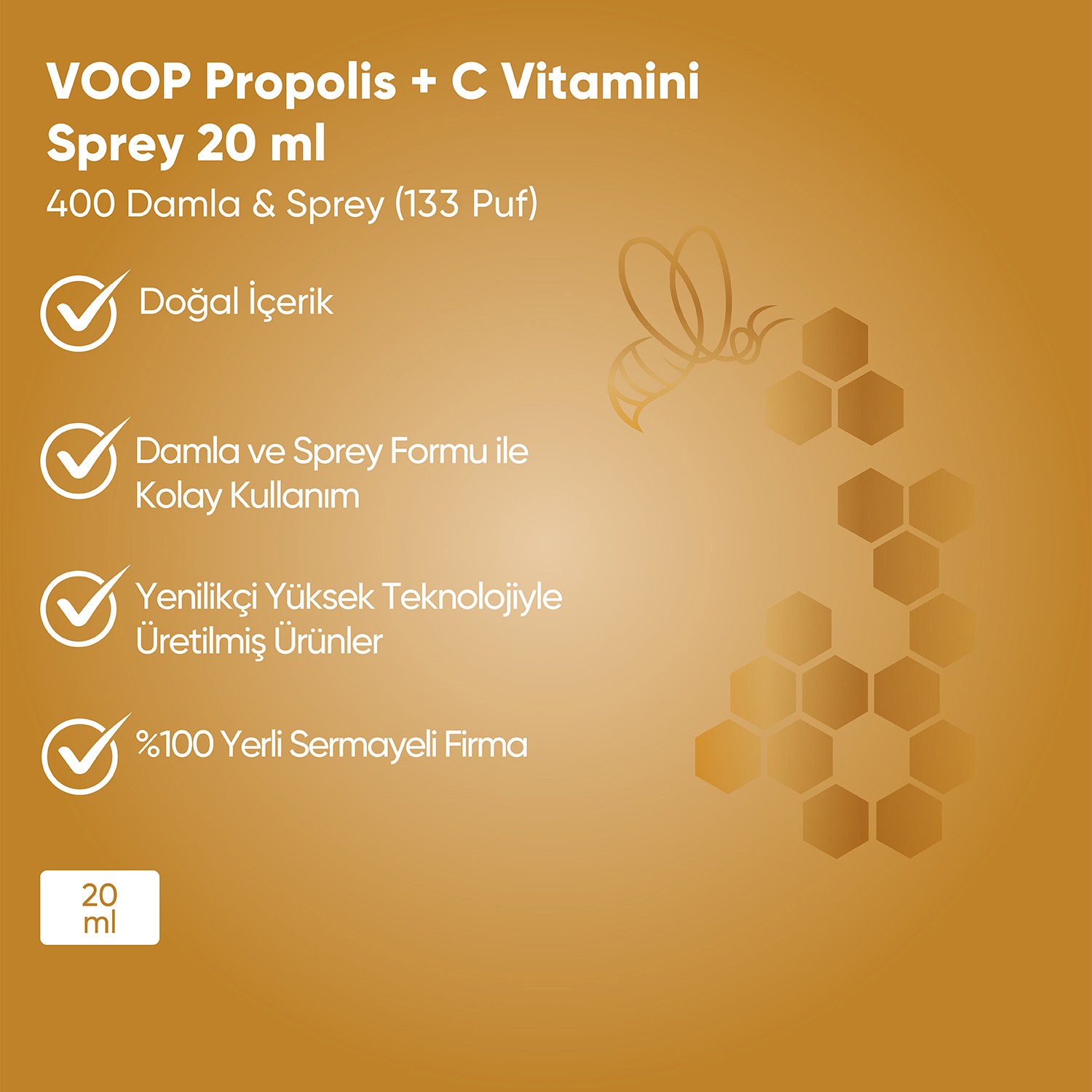 Propolis C Vitamini Sprey-damla - 20 ml | Bağışklık Sistemi Güçlendirici