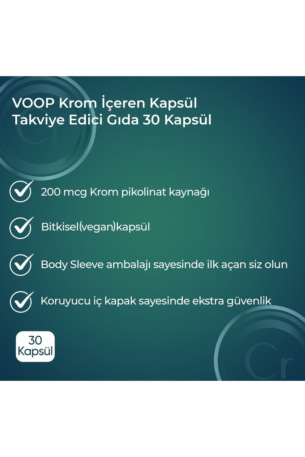 Krom Pikolinat 200 µg(MİKRO GRAM) | Metabolizmaya Katkı - 30 Bitkisel Kapsül