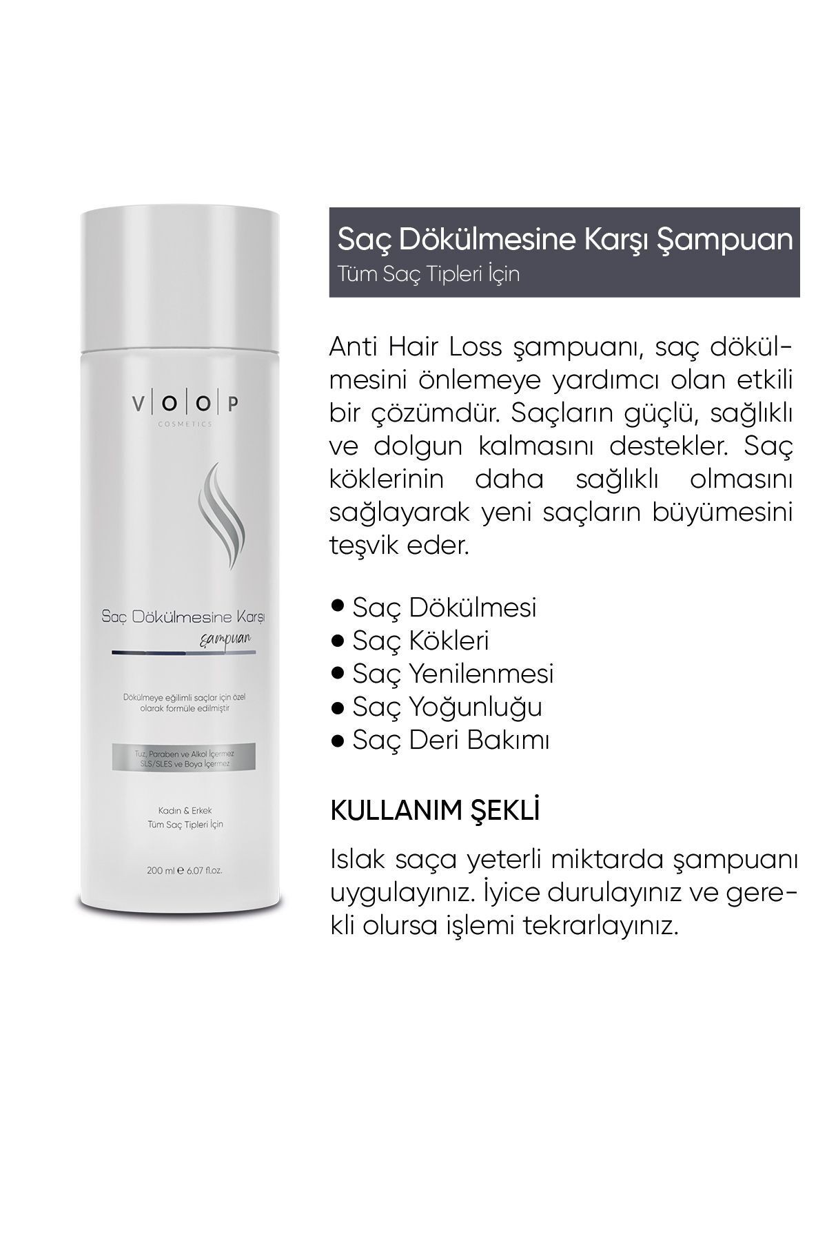 Saç Dökülmesine Karşı Bakım Şampuanı - 200 ml | Anti Hair Loss Formülü