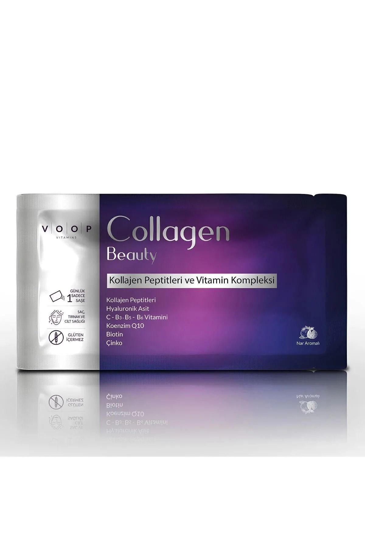 Collagen Beauty Yüksek Biyoaktif Hidrolize Tip 1&3 Kolajen | %100 Saf ve Doğal Nar Aromalı Toz Saşe - 30 Adet