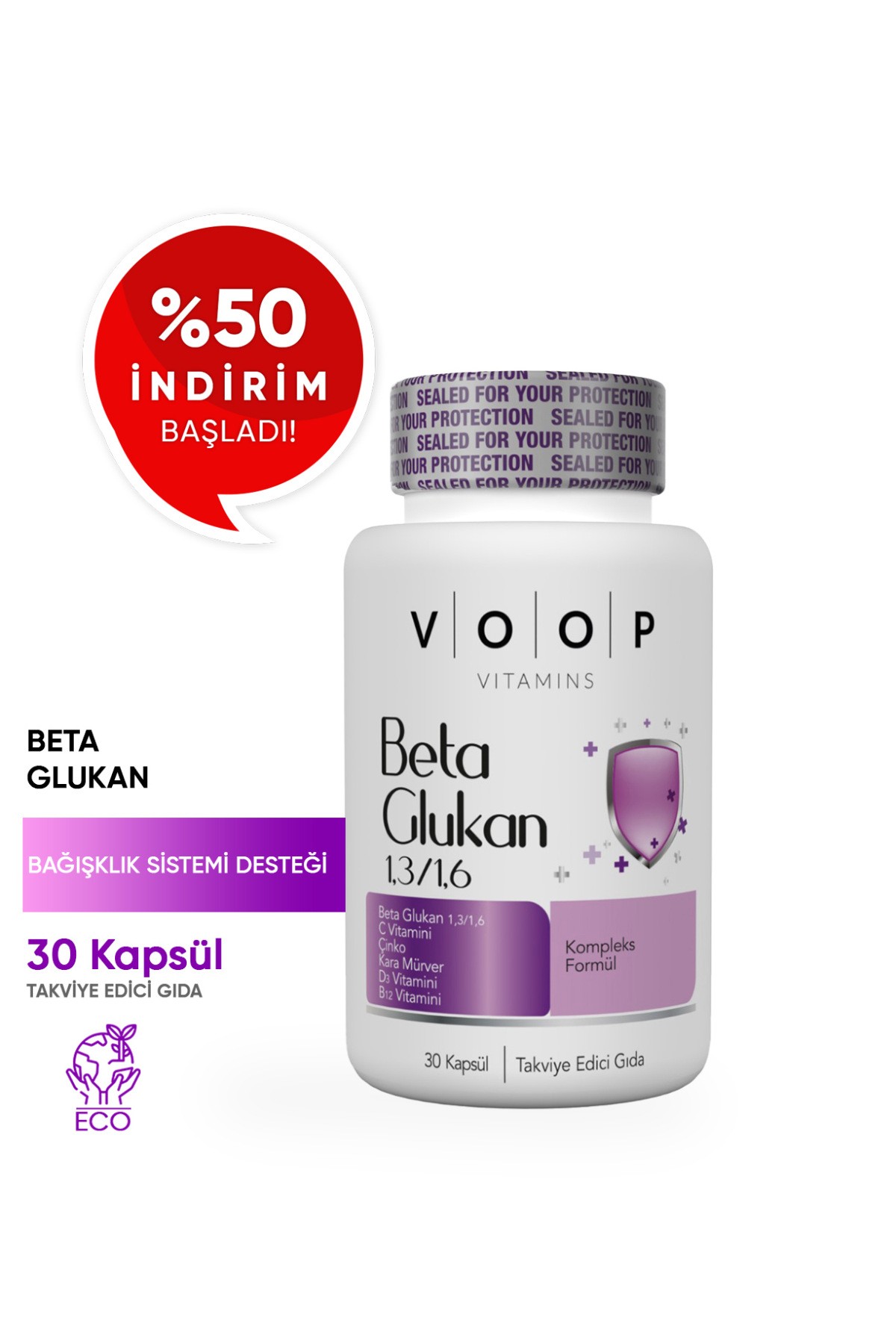 Beta Glukan Kara Mürver, C Vitamini, Çinko 30 Kapsül