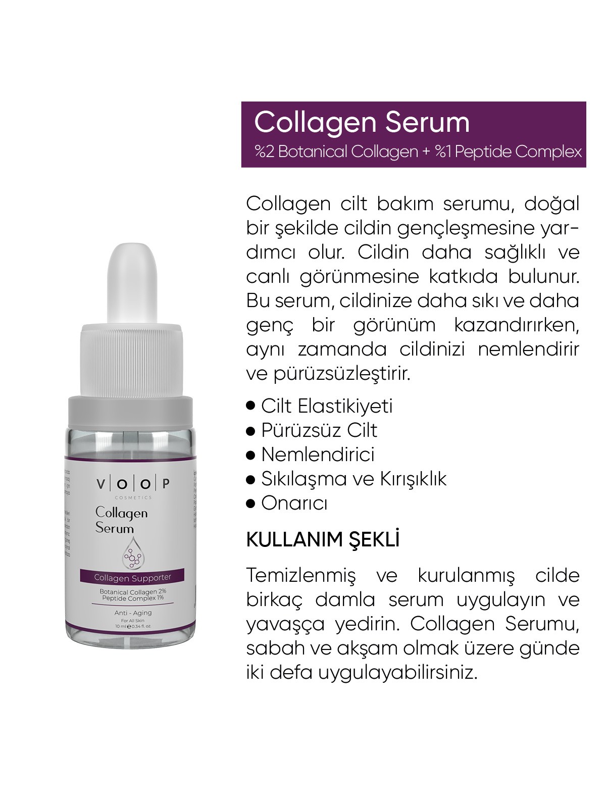 Yaşlanma Karşıtı & Cilt Elastiği Destekleyici Collagen Serum | Canlı Cilt Görünümü - 10 ml