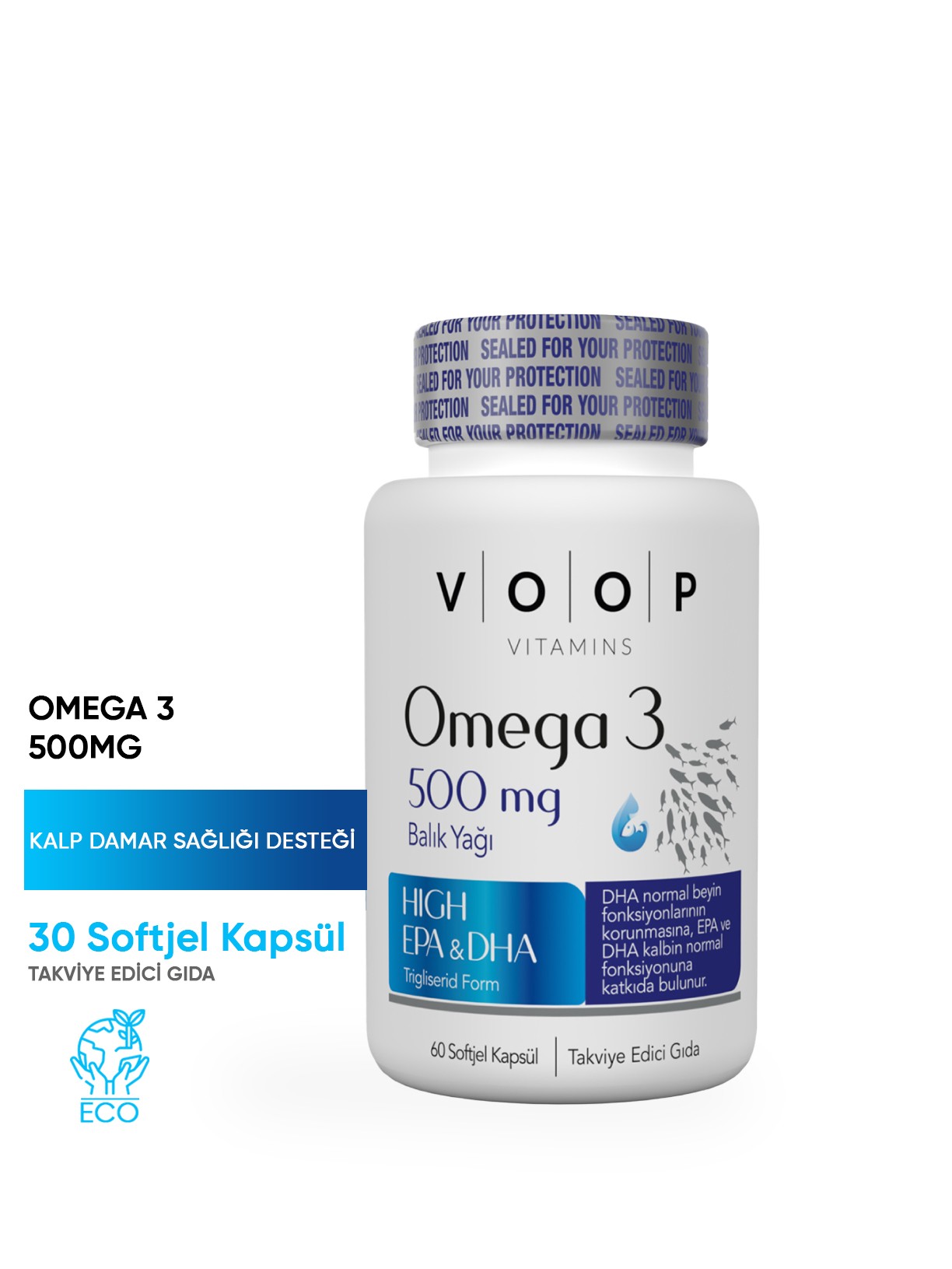 Omega 3 Balık Yağı Yüksek EPA & DHA 500 mg 60 Kapsül