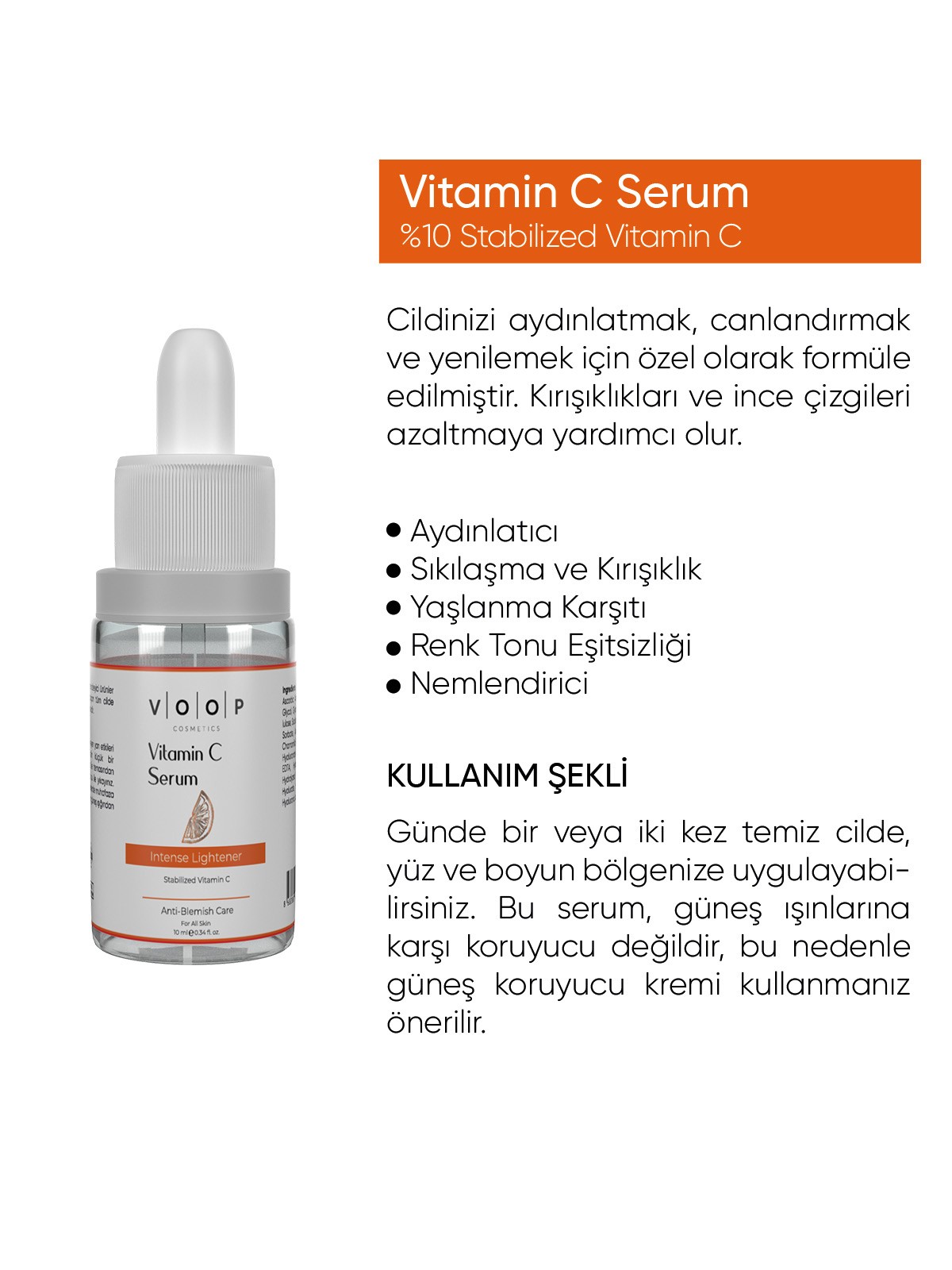 Koyu Leke Karşıtı & Yoğun Aydınlatıcı Vitamin C Serum | Özel Förmül - 10 ml